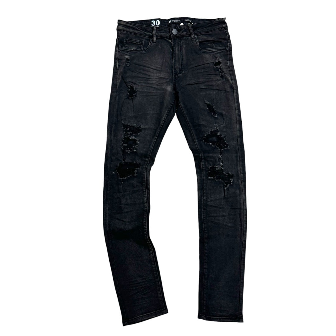 Waimea Ripped Skinny Jeans Black Wash M5759D