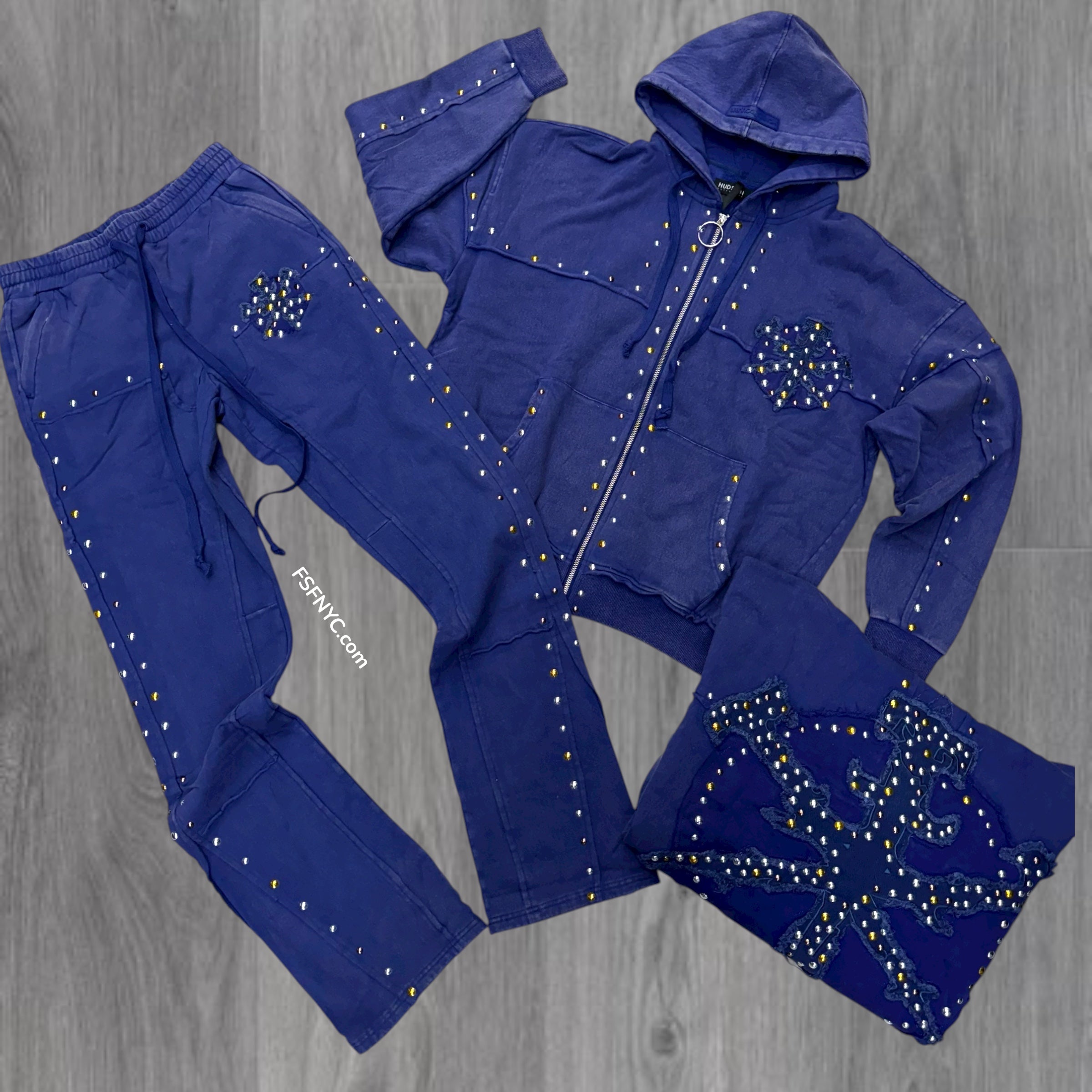 HDSON - Stacked Studded Sweatsuit Suit - Navy - 586