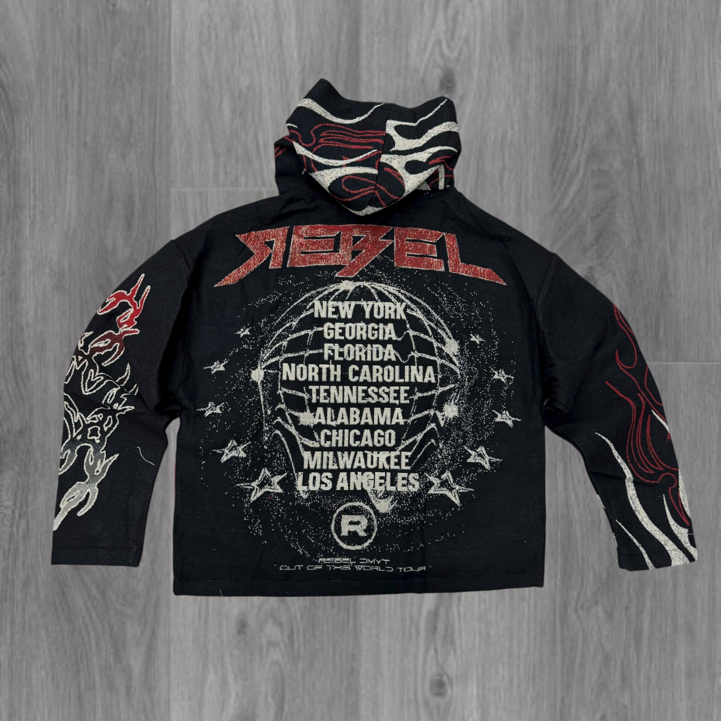 Jacquard - Rhinestone Mad Dog Hoodie - Black - 339
