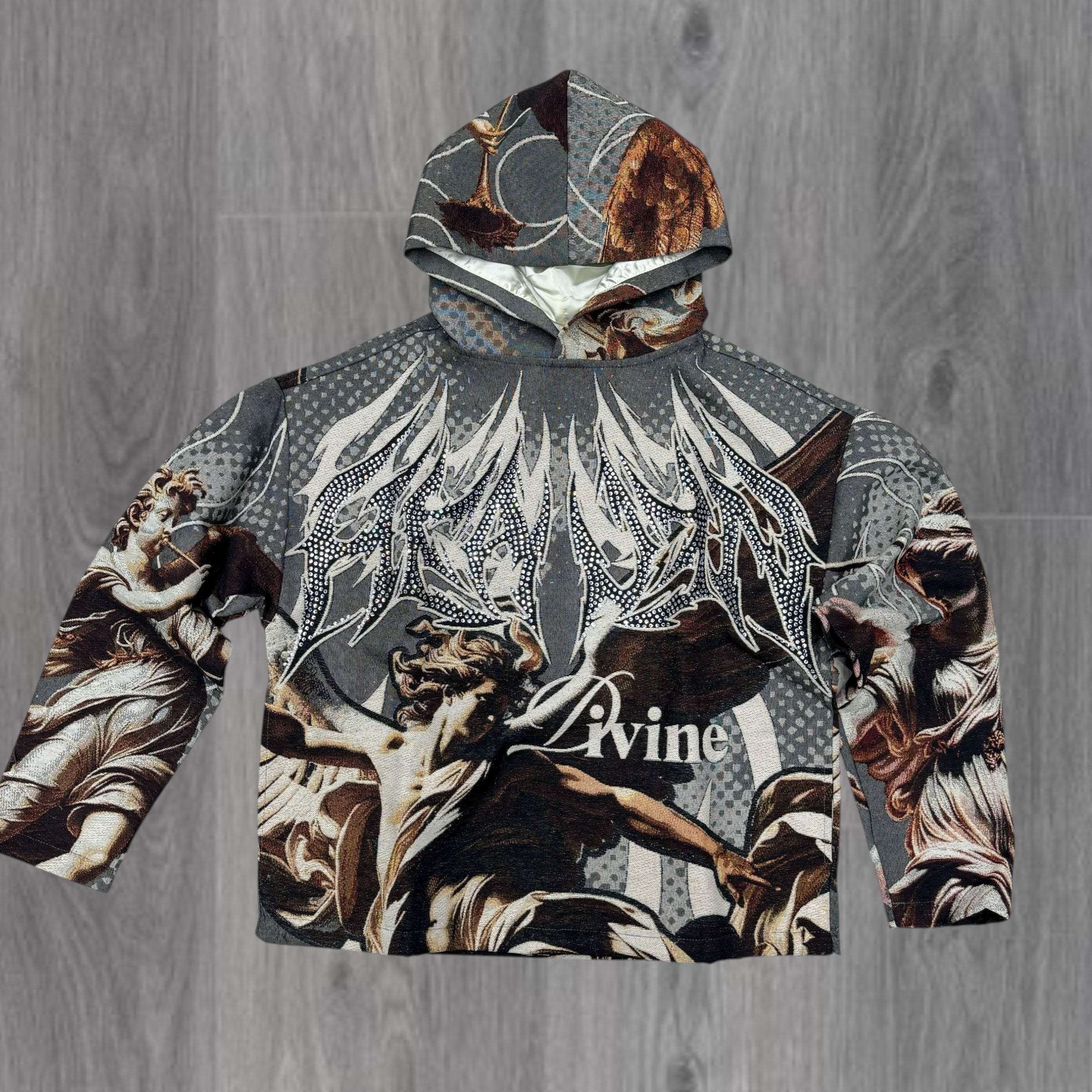 Jacquard - Rhinestone Heaven Hoodie - Charcoal - 337