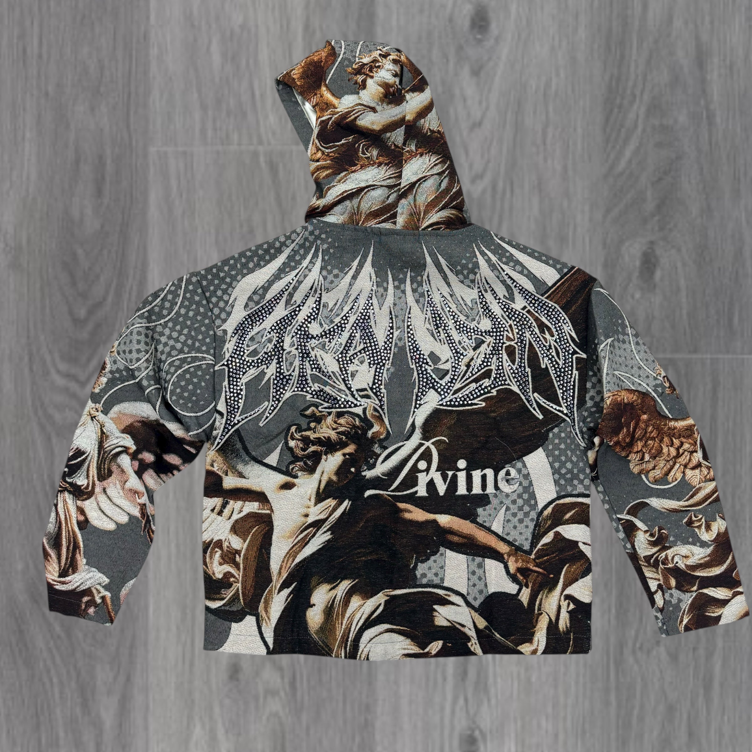 Jacquard - Rhinestone Heaven Hoodie - Charcoal - 337