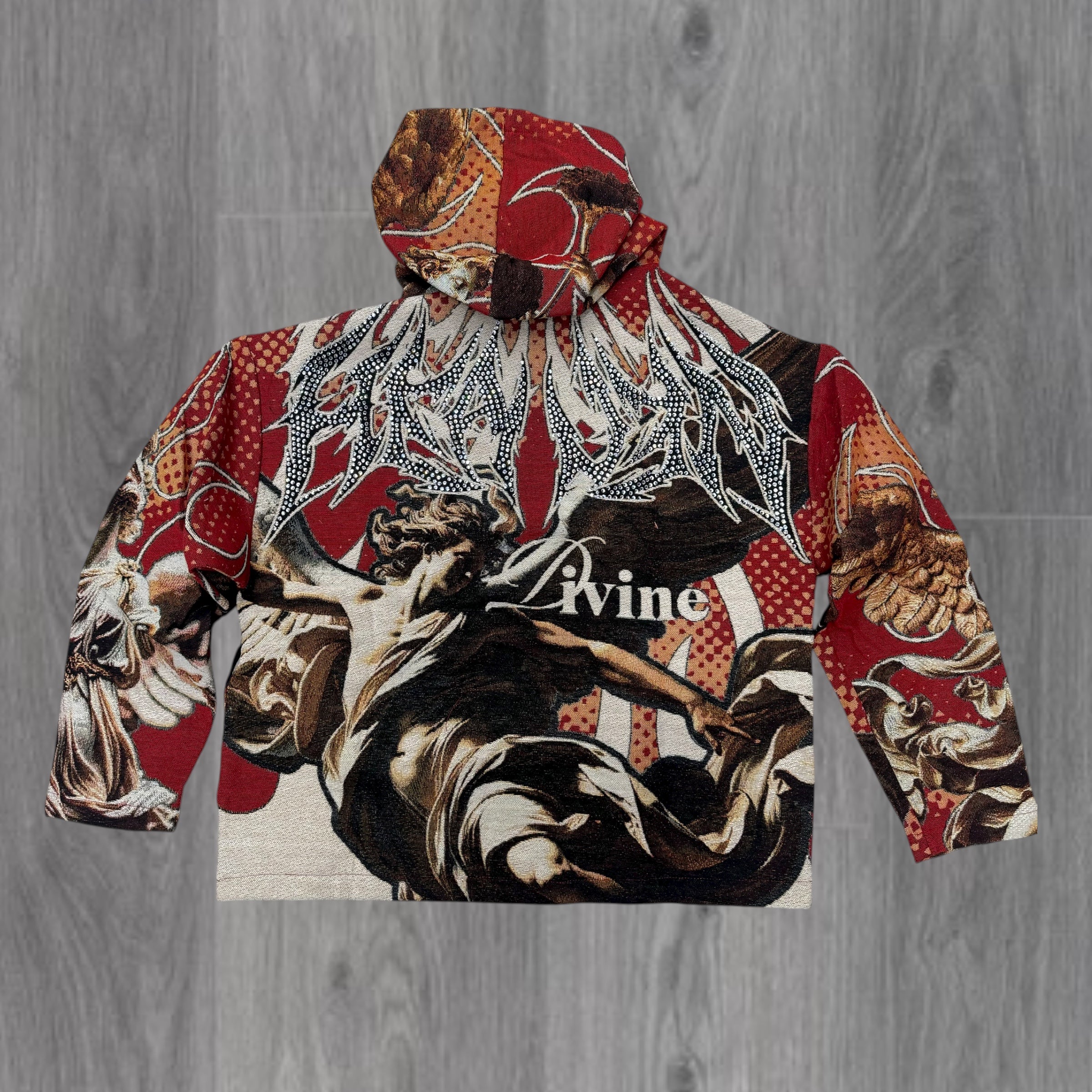 Jacquard - Rhinestone Heaven Hoodie - Red - 337