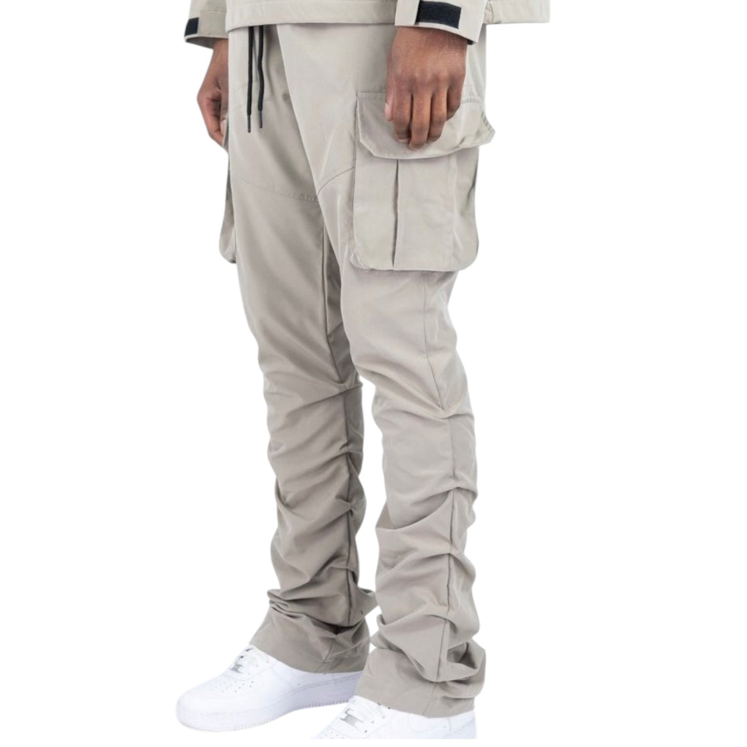 R - Stacked Flare Nylon Cargo -  Taup - 422