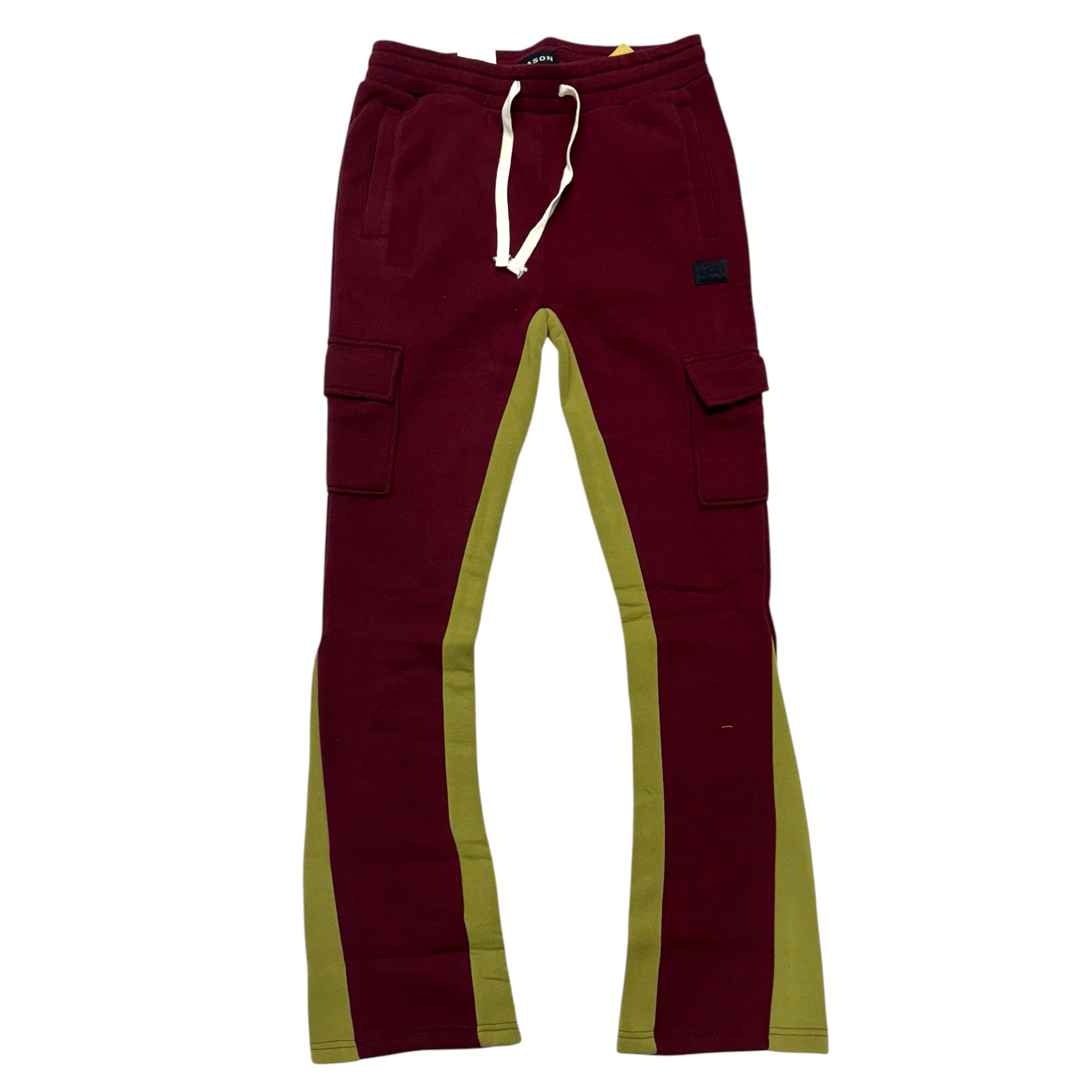 Reason Stacked Cargo sweat Pants Burgundy SWP05