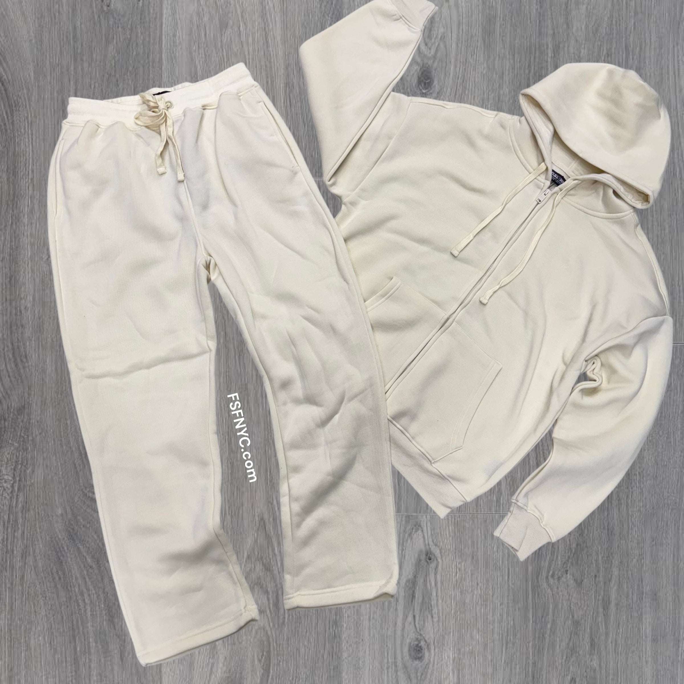 Rebel straight fit Zip Up SweatSuit  Cream 477 577