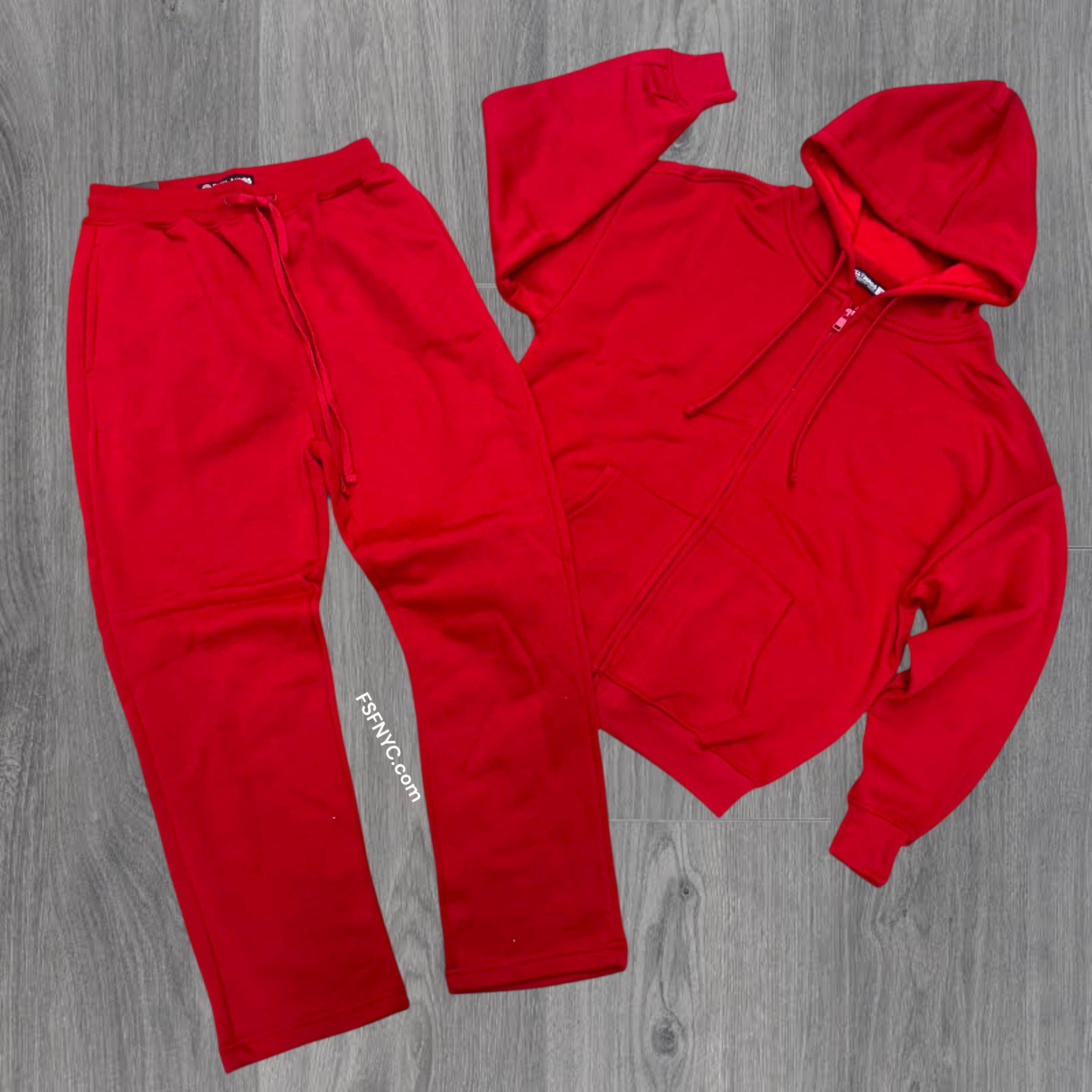 Rebel straight Fit Zip Up SweatSuit  Red 477 577