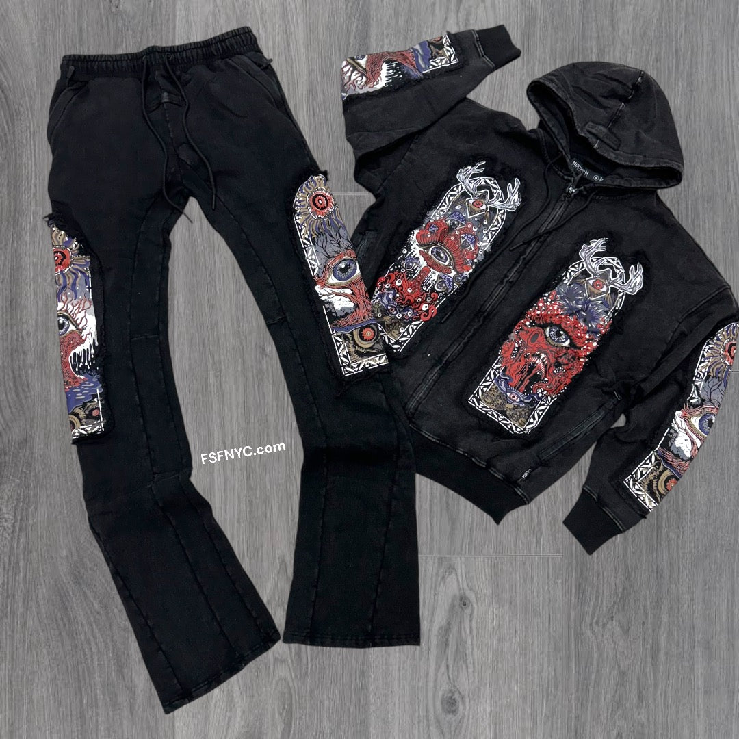 Hudson Stacked Sweat suit 528 527 Acid Black