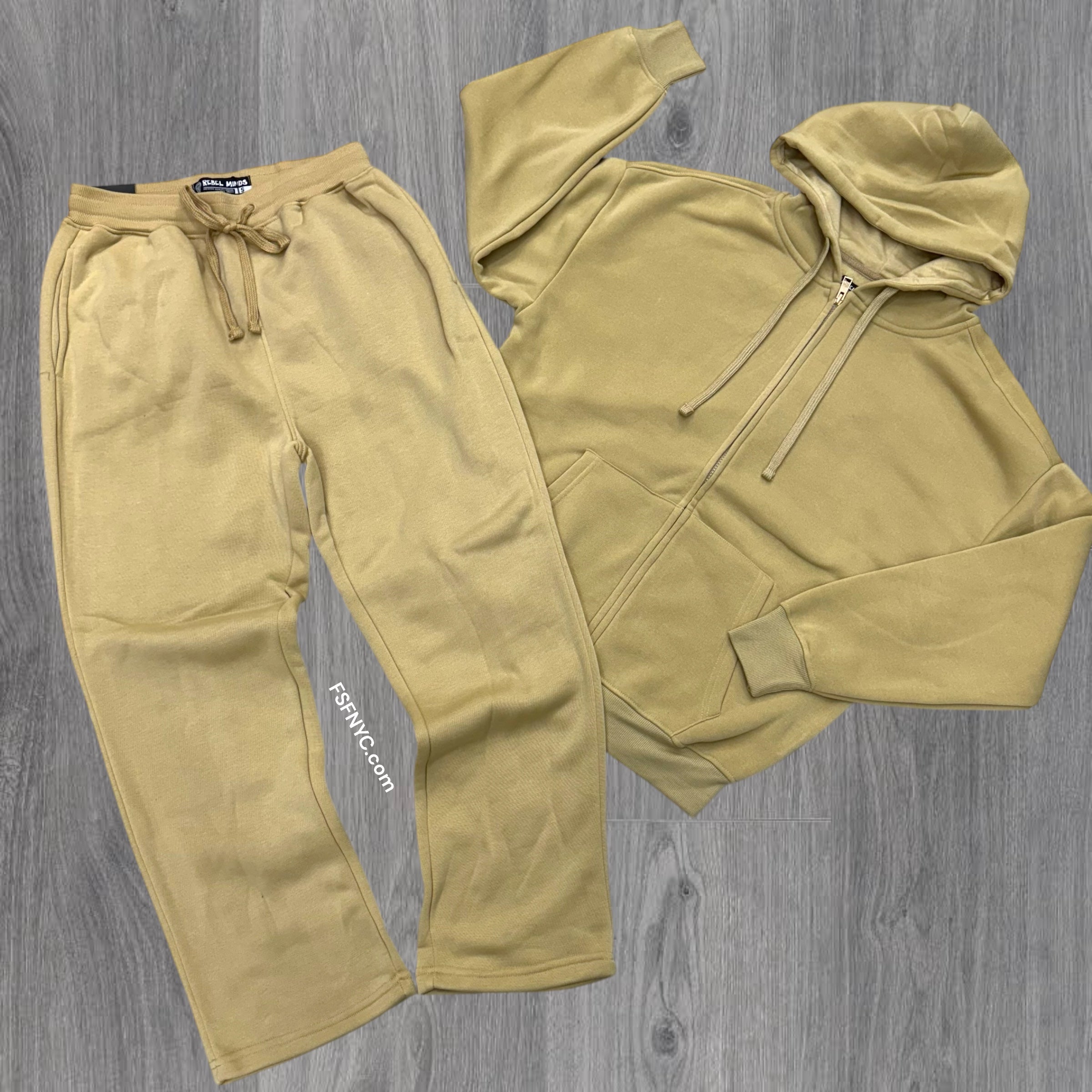 Rebel straight Fit  Zip Up SweatSuit  Khaki 477 577