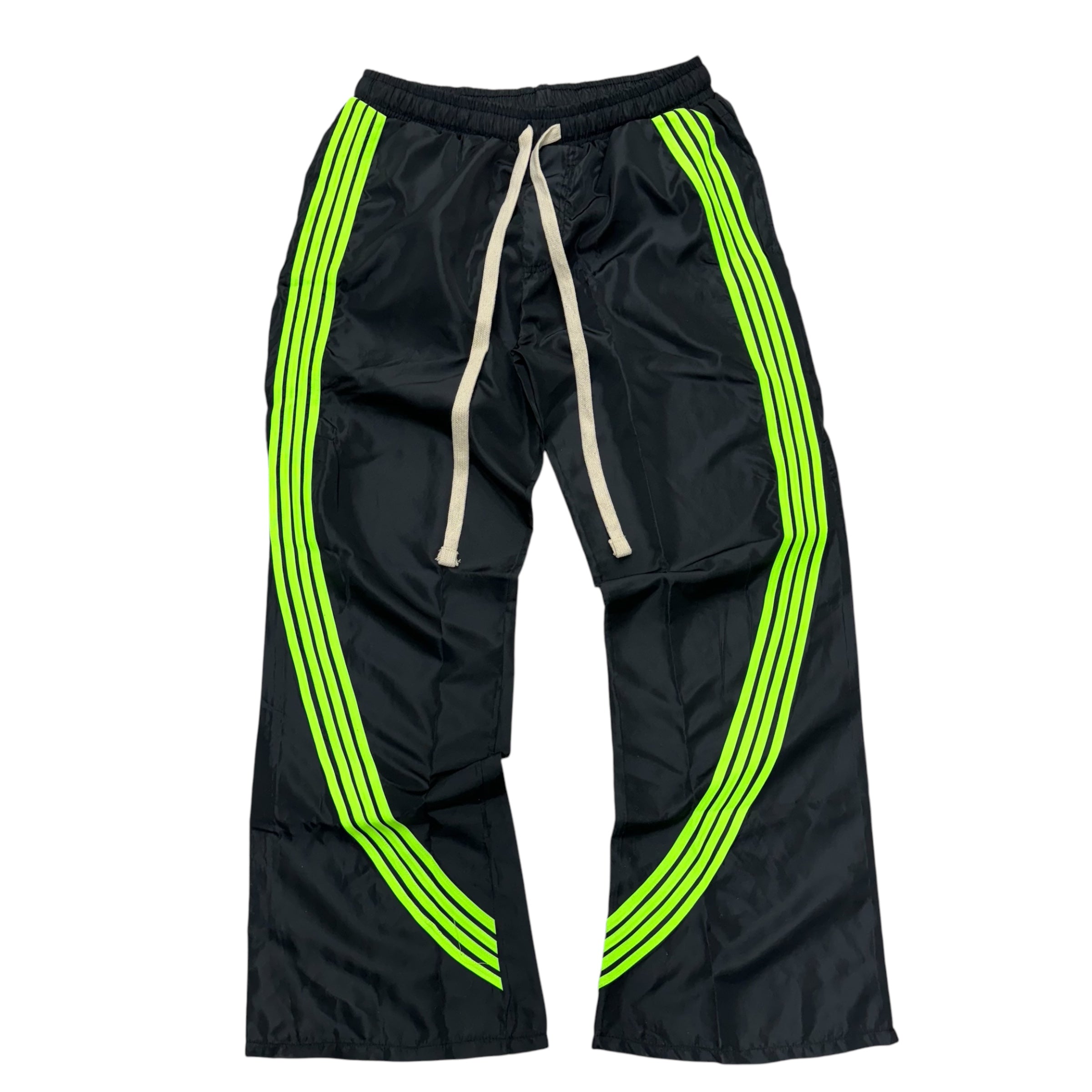 Narr stacked Nylon Pants Black Neon Green  (fit Slim, go up 1 size )