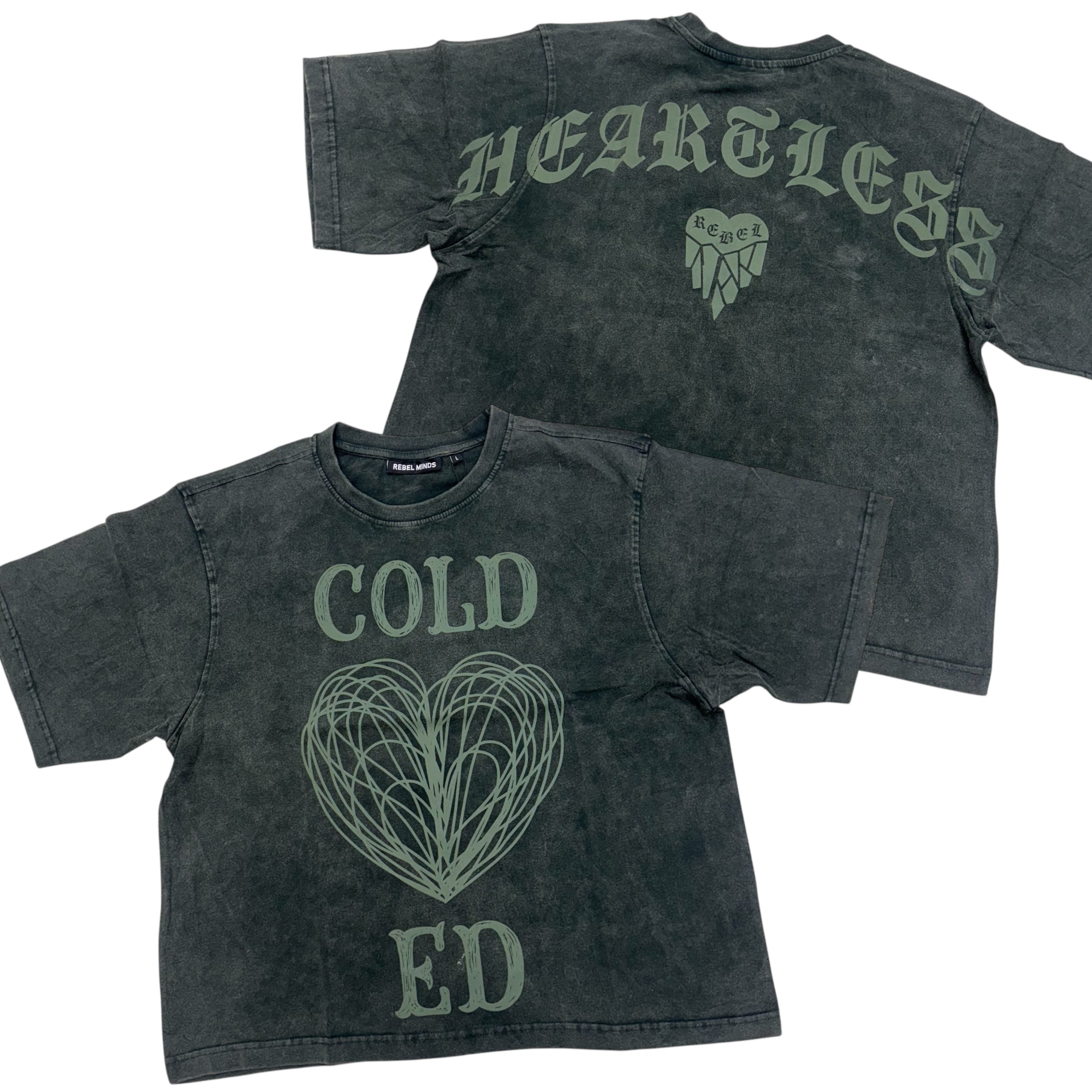 Rebel Cropped Heartless T-shirt Olive 170C