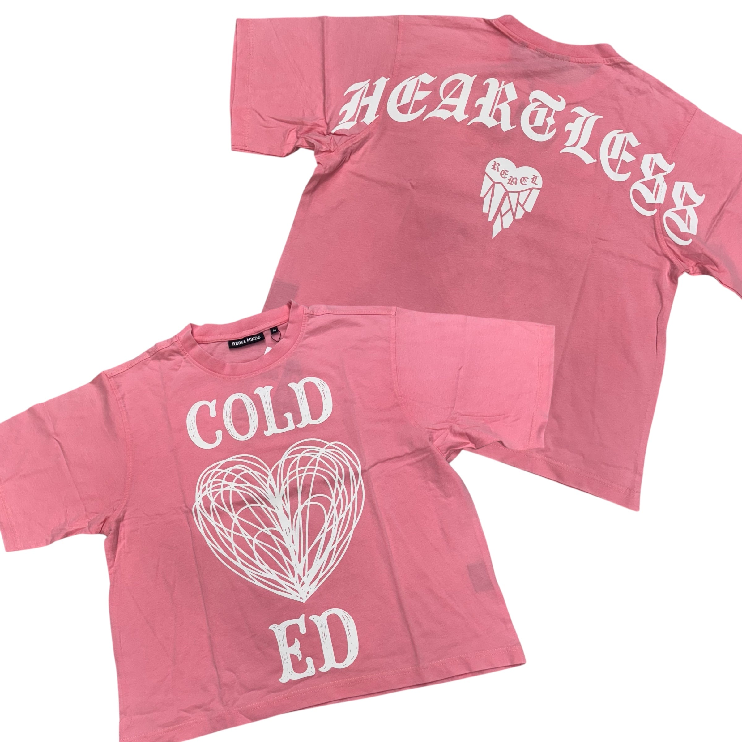 Rebel Heartless Crop T-shirt Dusty Pink 170C