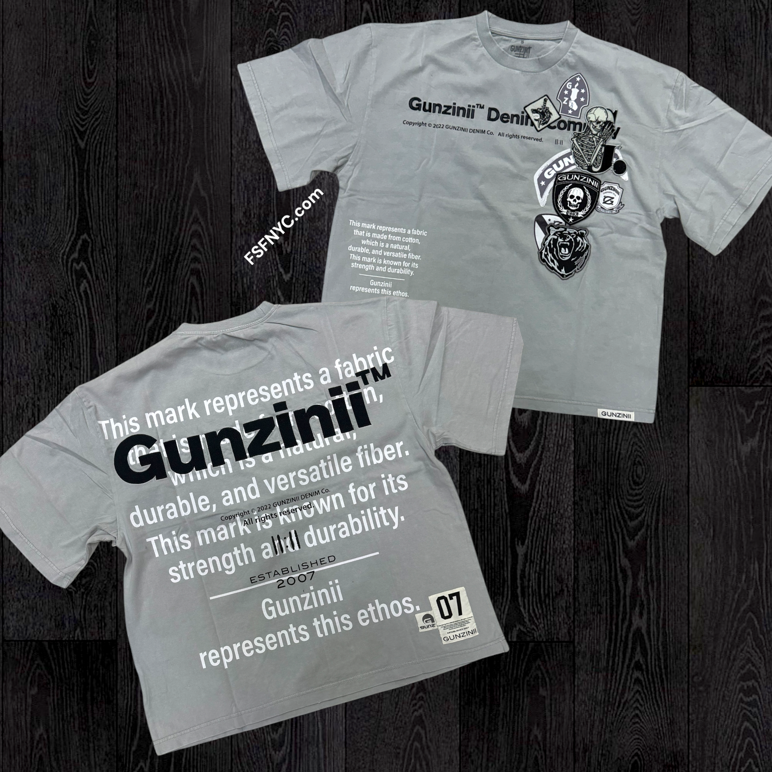 Gunzinii - Patch Work T-shirt - L.Grey - 1055