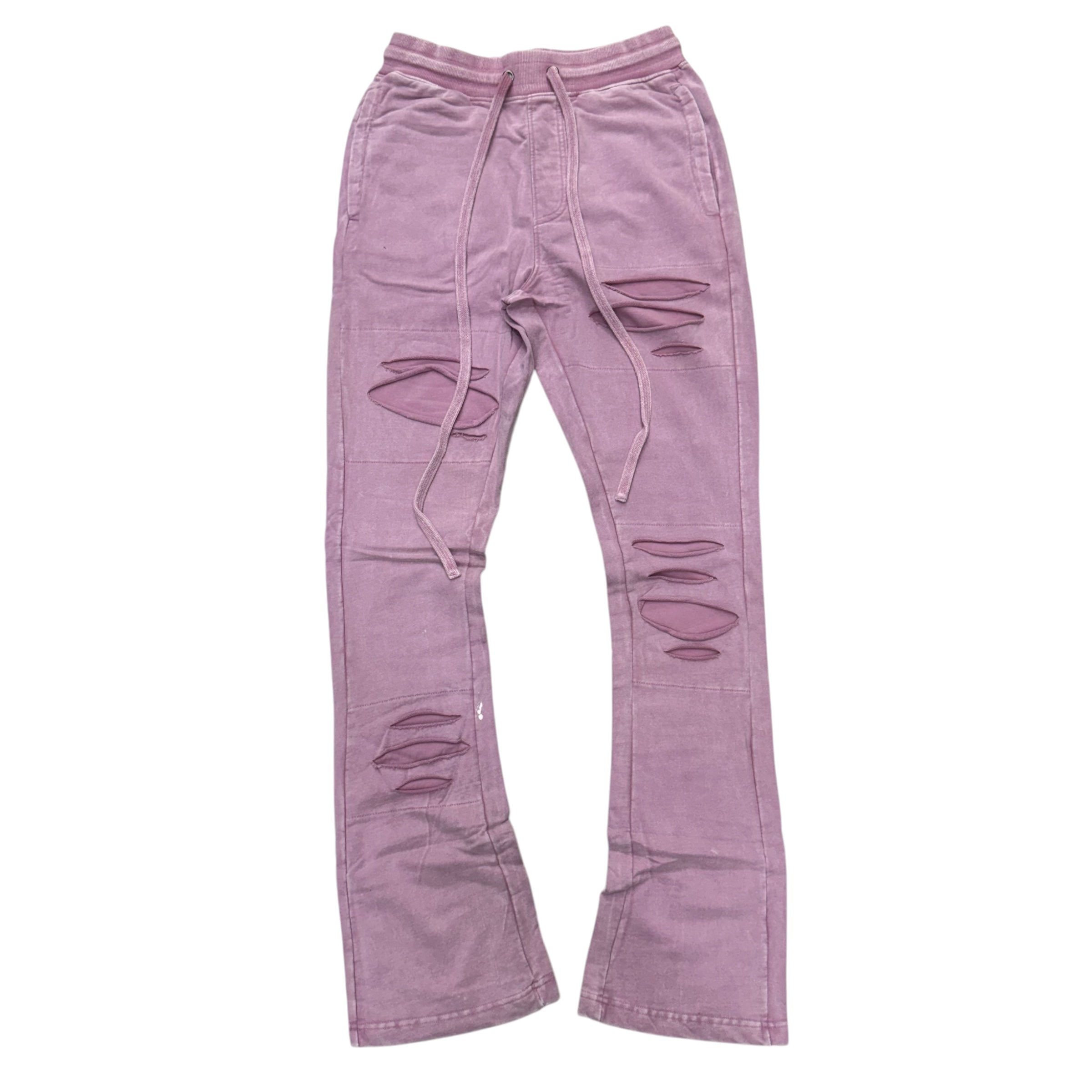 Rebel - Stacked  Acid Wash Sweat Pants - Pink