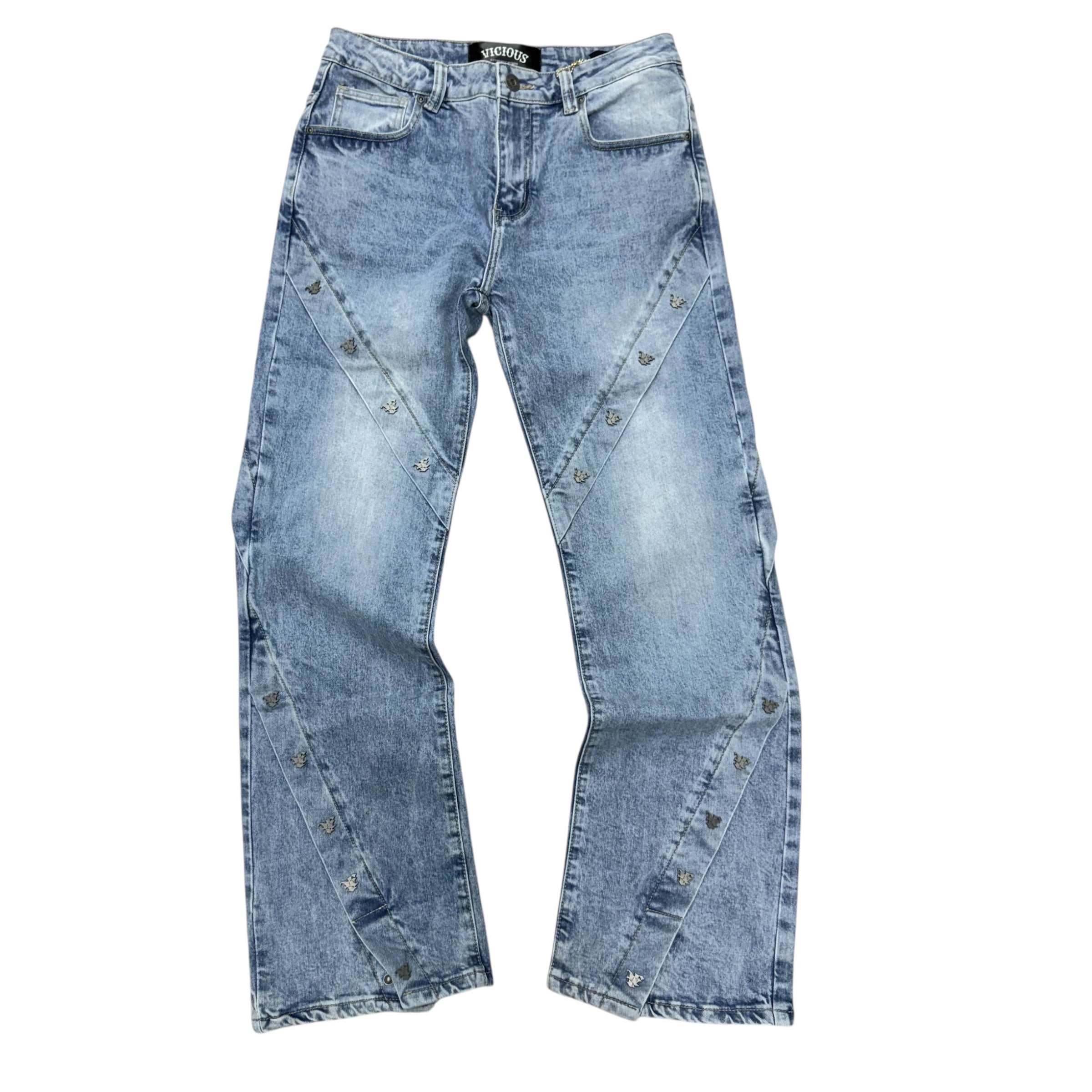 Vicious Striaght Fit Studded Denim Blue VC5019