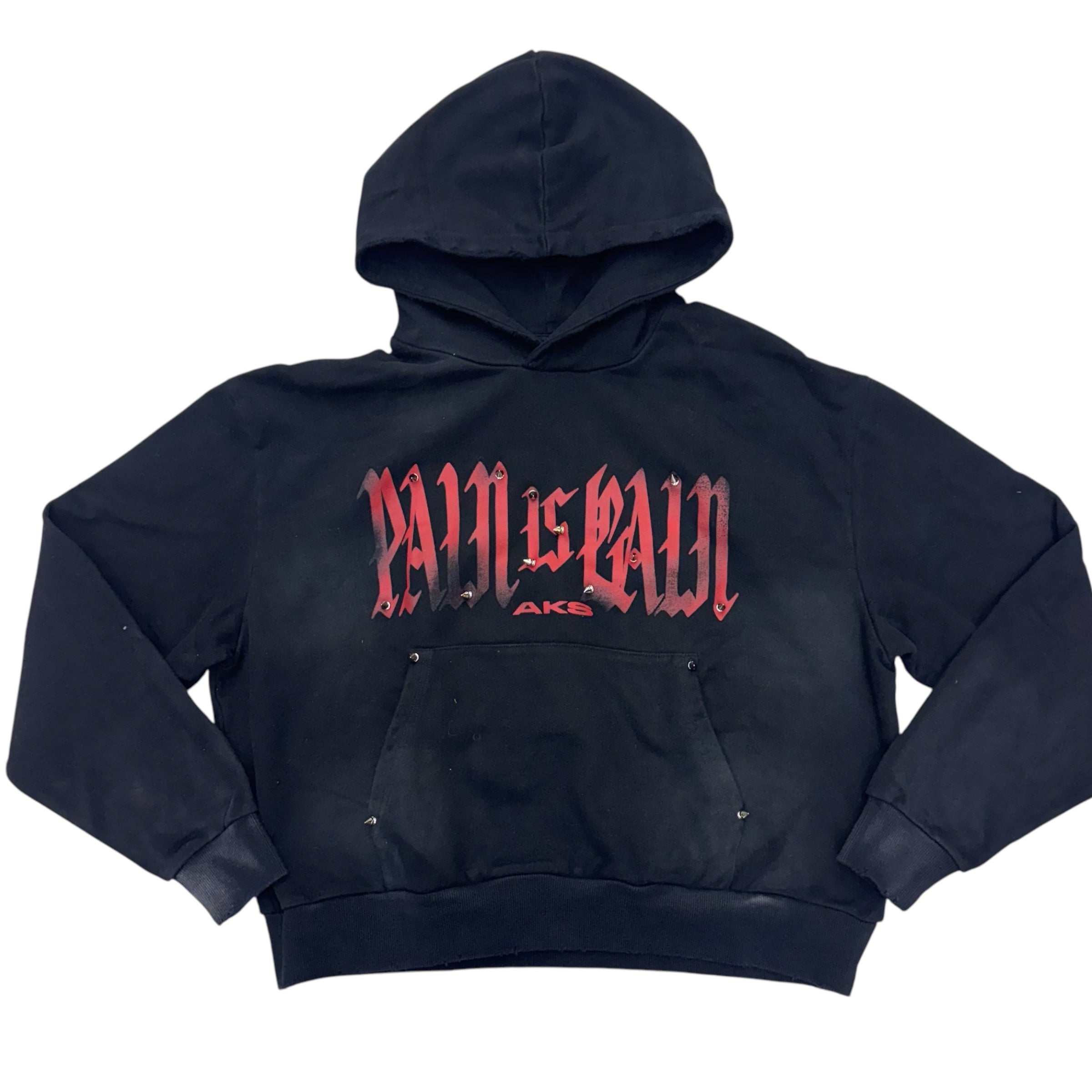 Aks Cut Off Vintage Hoodie Black