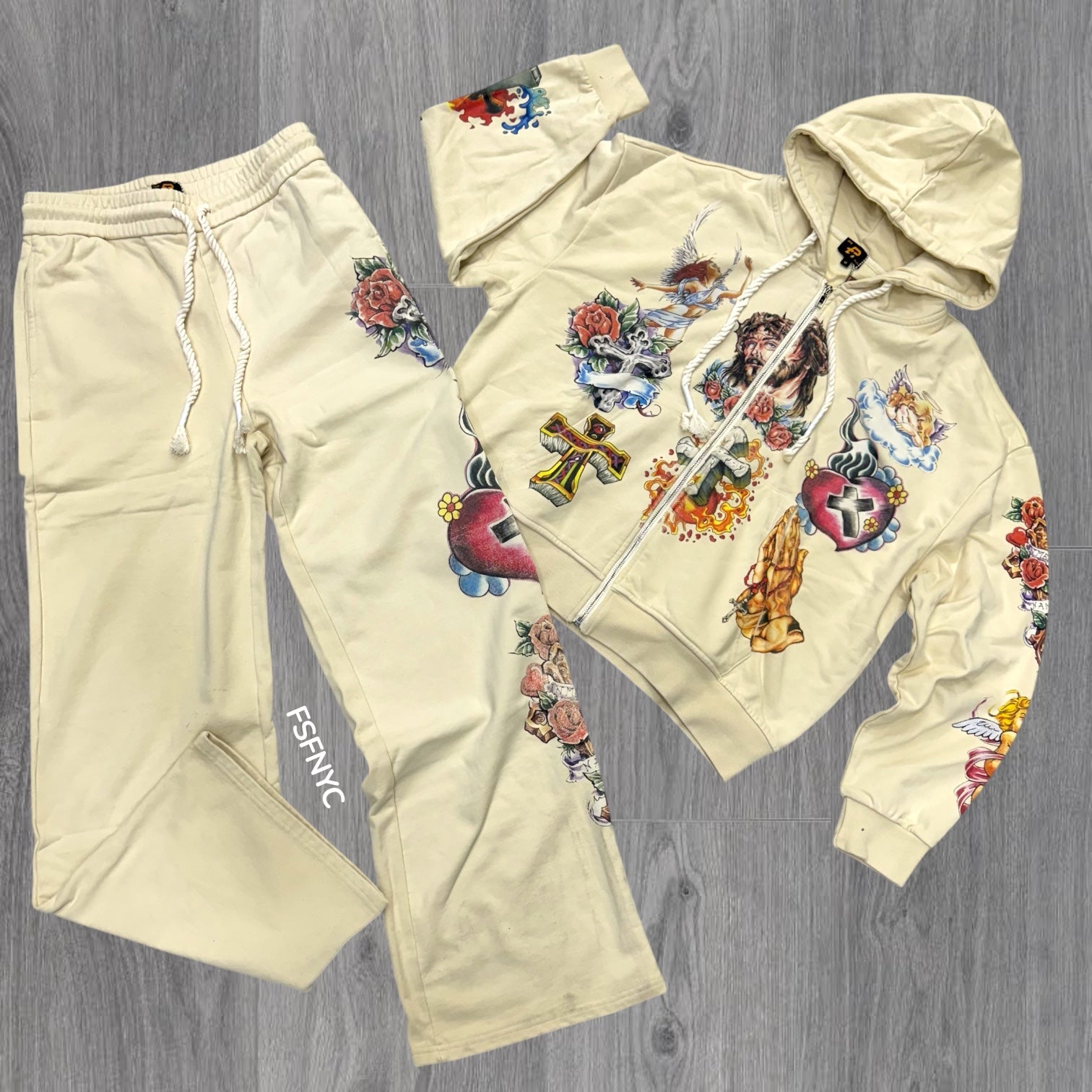 PTLK - Flare zip Sweat Suit - Beige
