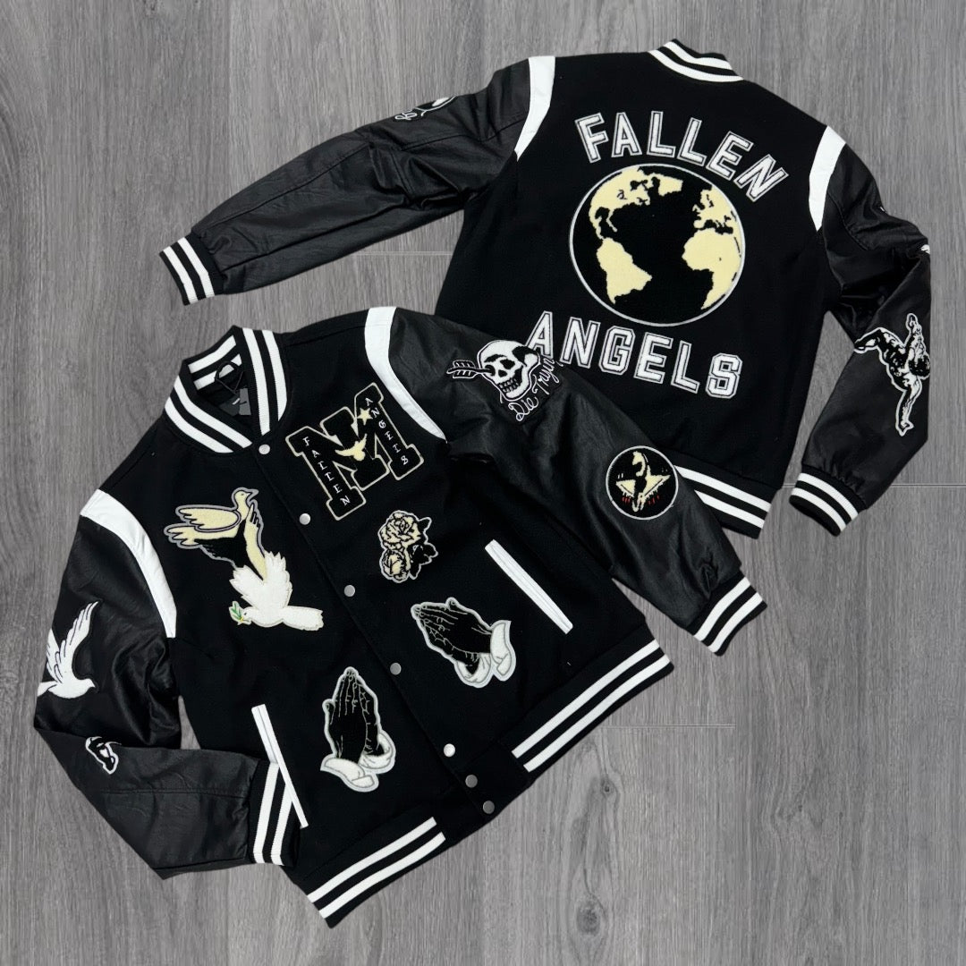 JC Fallen Angles Varsity Jacket Black 91647