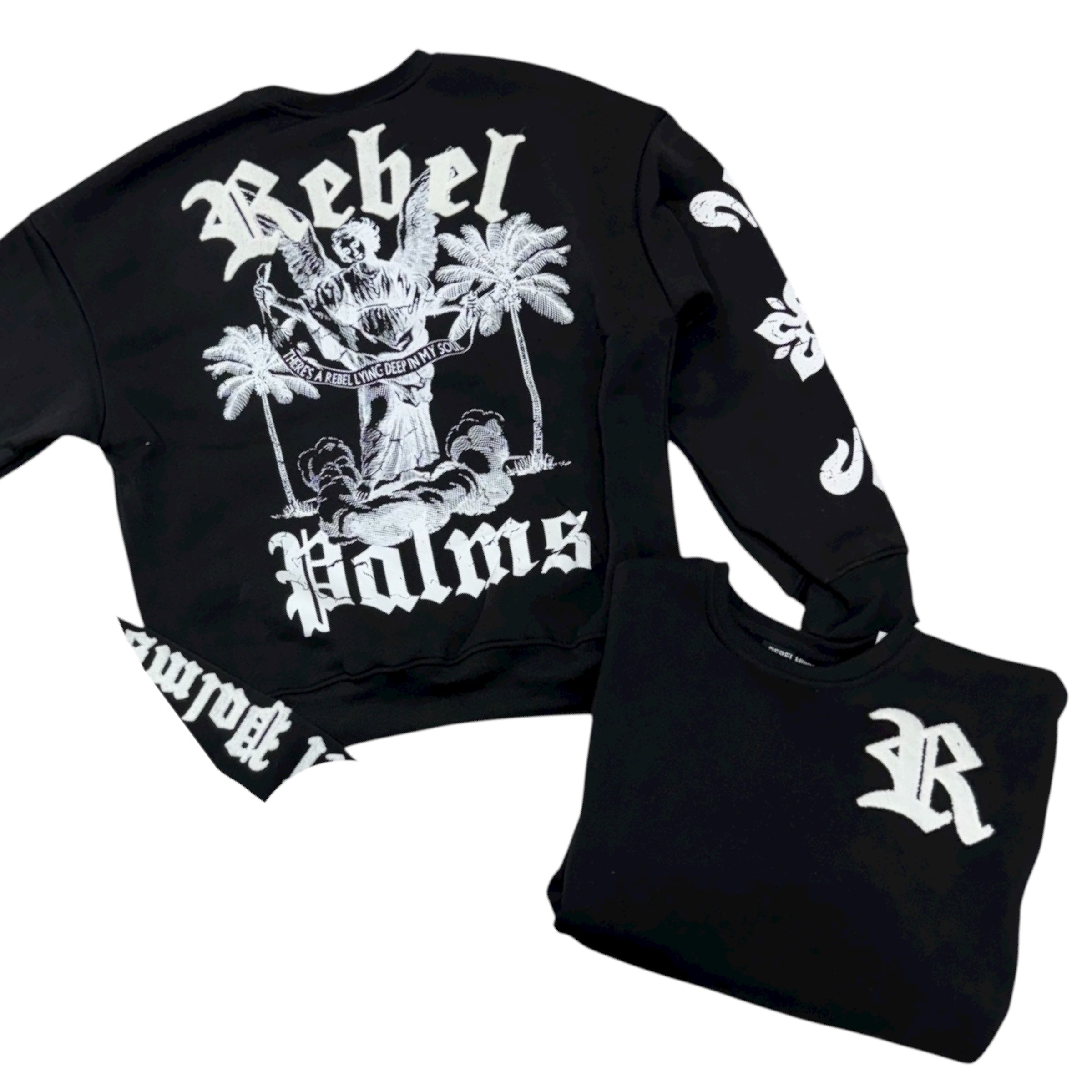 Rebel - Palm Crew Sweatshirt - Black - 320