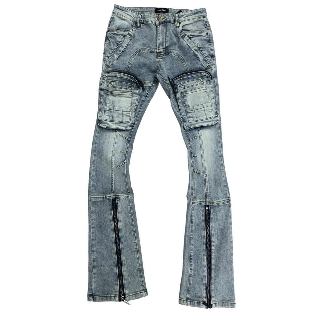 Vicious stacked Cargo Style Denim Blue VC423