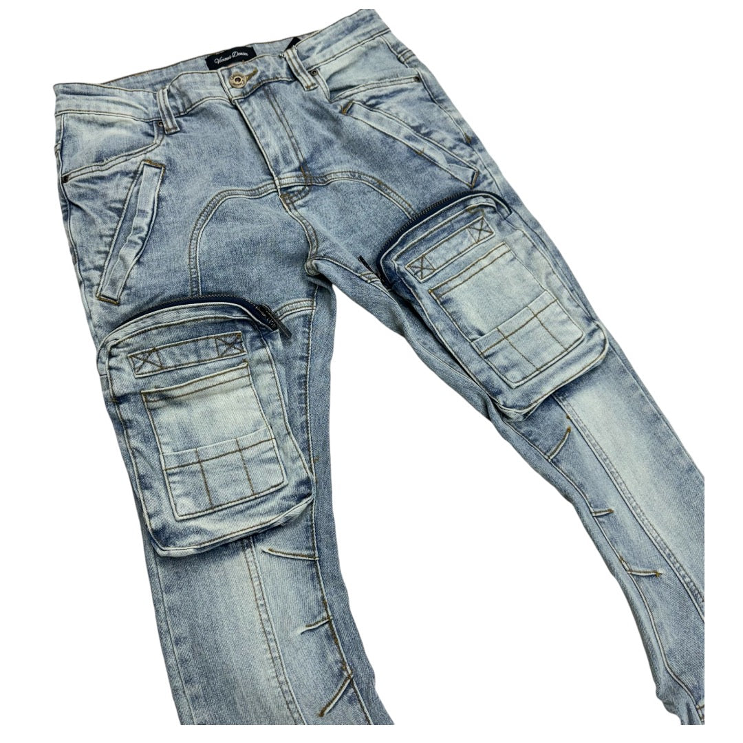 Vicious stacked Cargo Style Denim Blue VC423