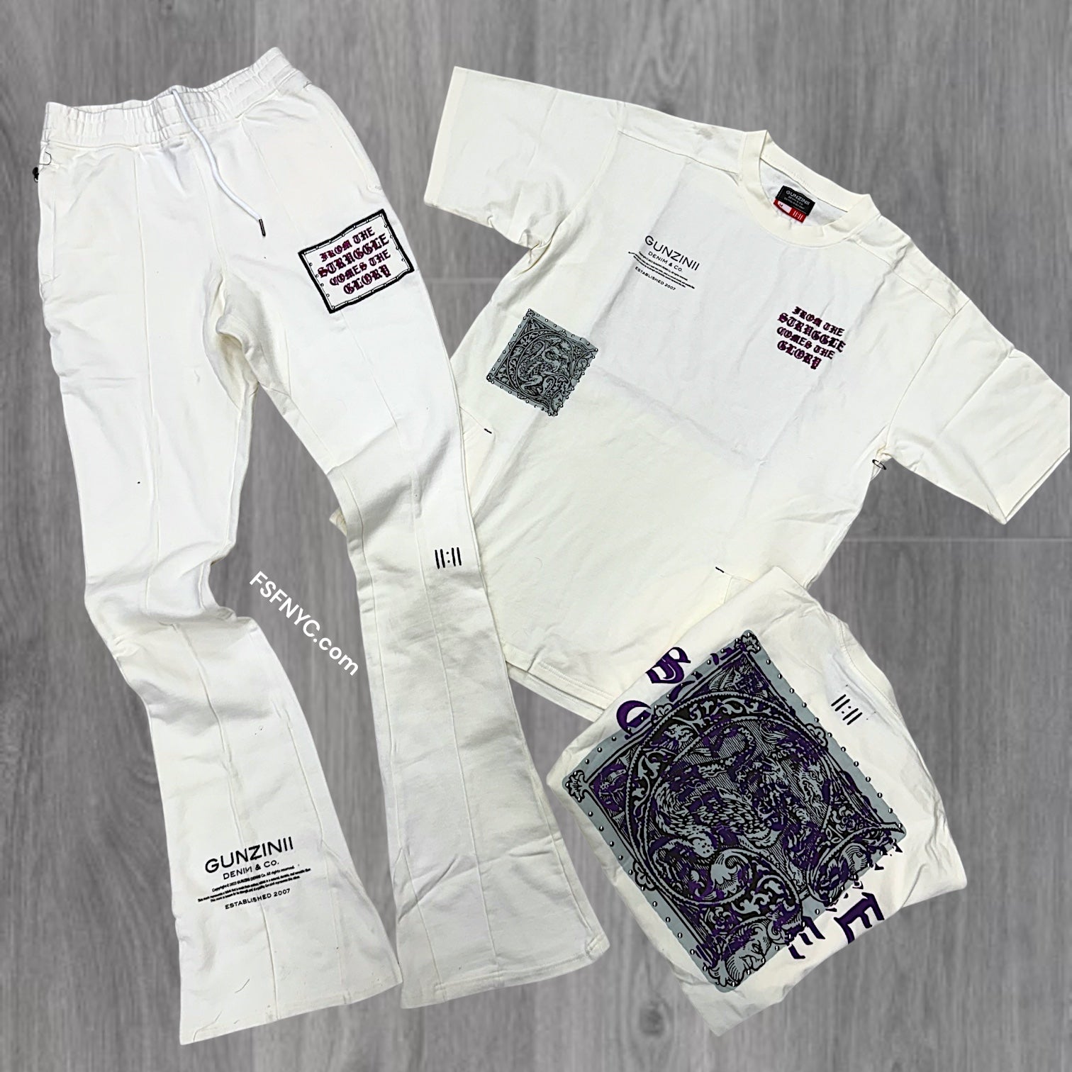 Gunzini - Stacked Set - Off White/Purple - Gz683 Gz682
