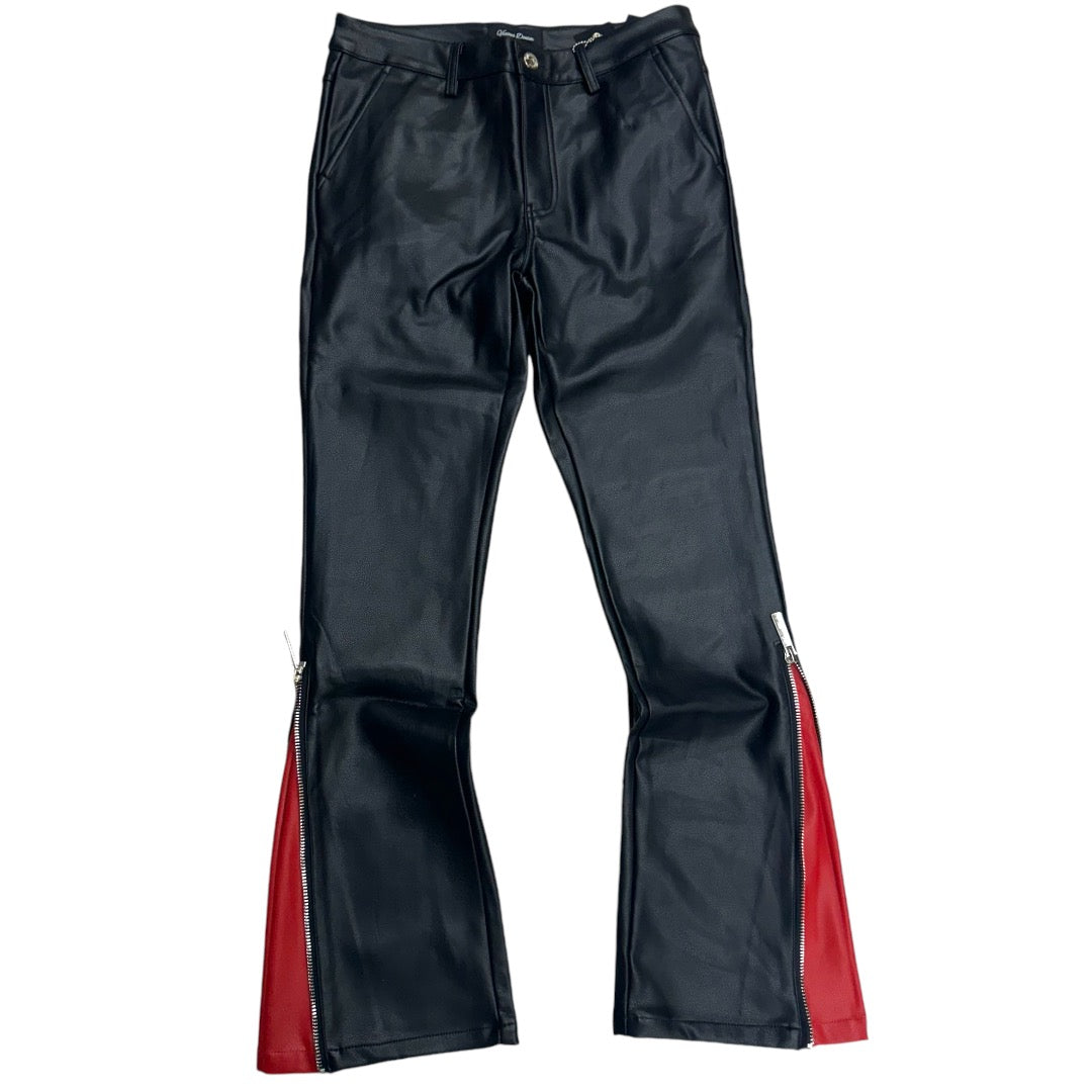 Vicious Stacked Leather Denim Balck/Red VC463