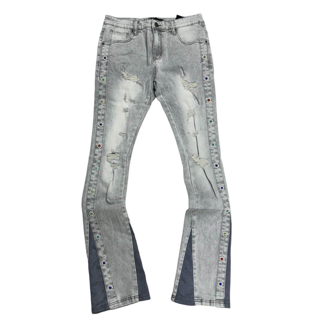 Vicious Stacked w Crystals Denim Grey VC612