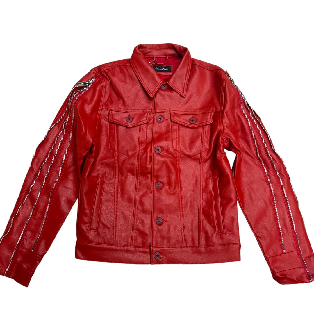 Vicious Leath zipper Jacket Red VC399