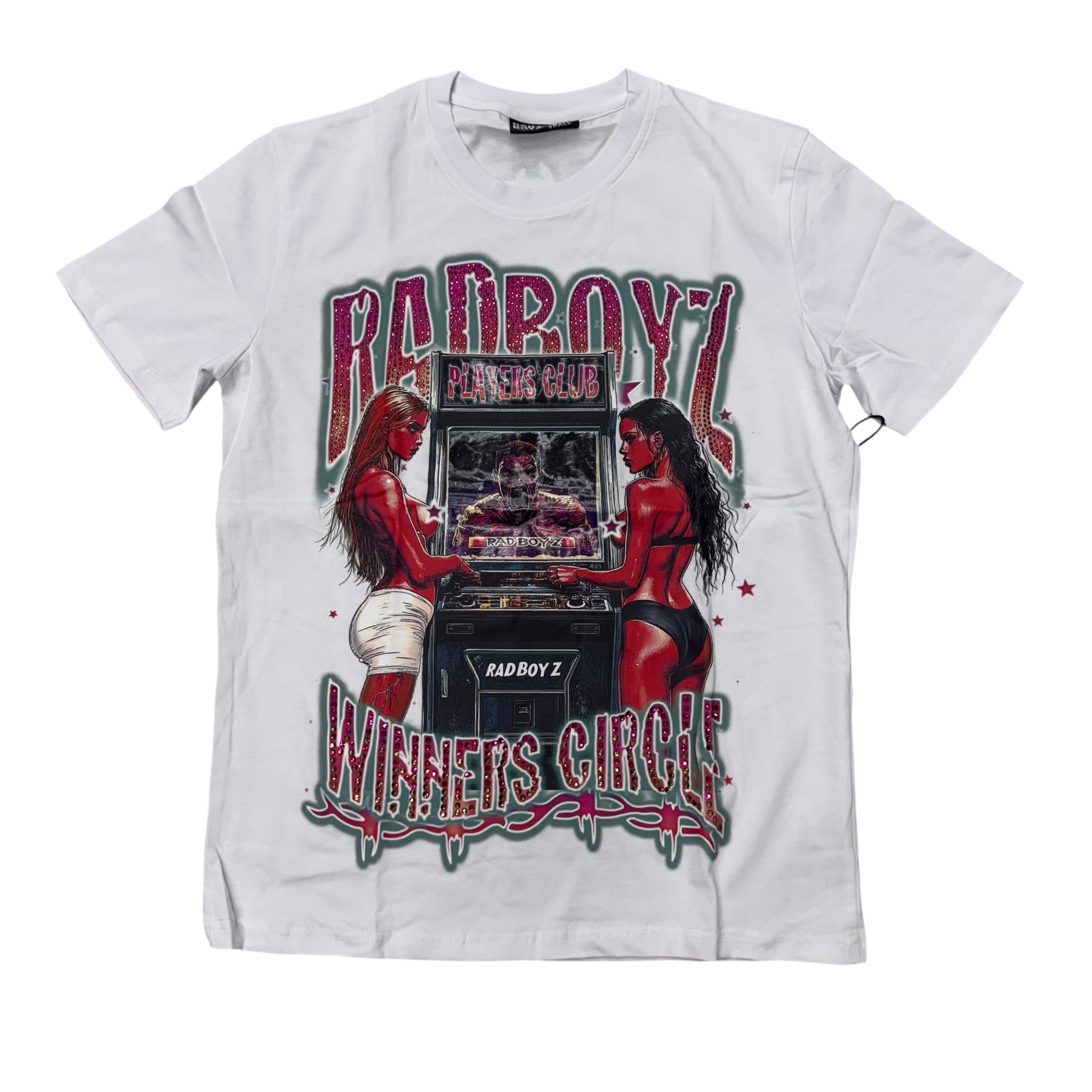 RadBoyz Rhinestone Winners Circle Premium T-Shirt White 104