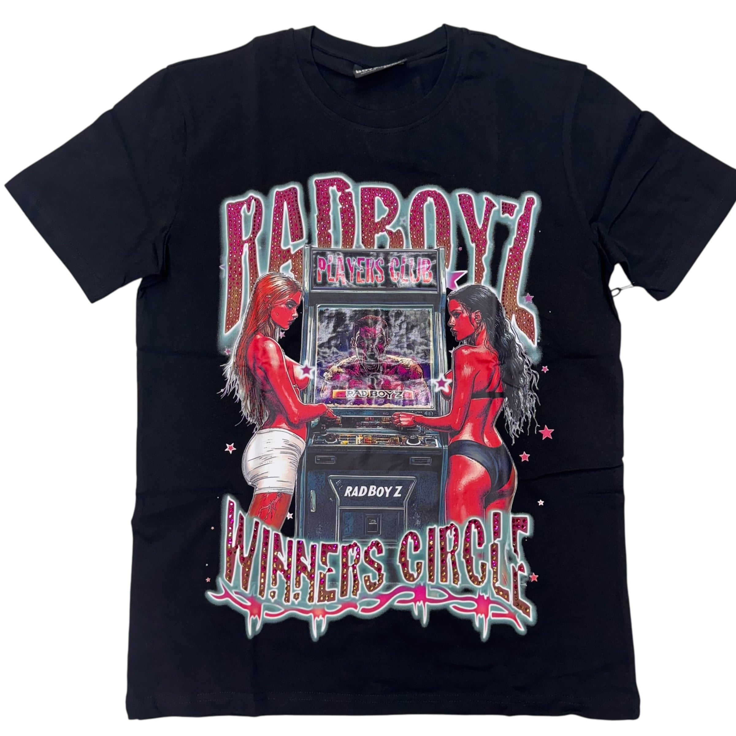 RadBoyz Rhinestone Winners Circle Premium T-Shirt Black 104