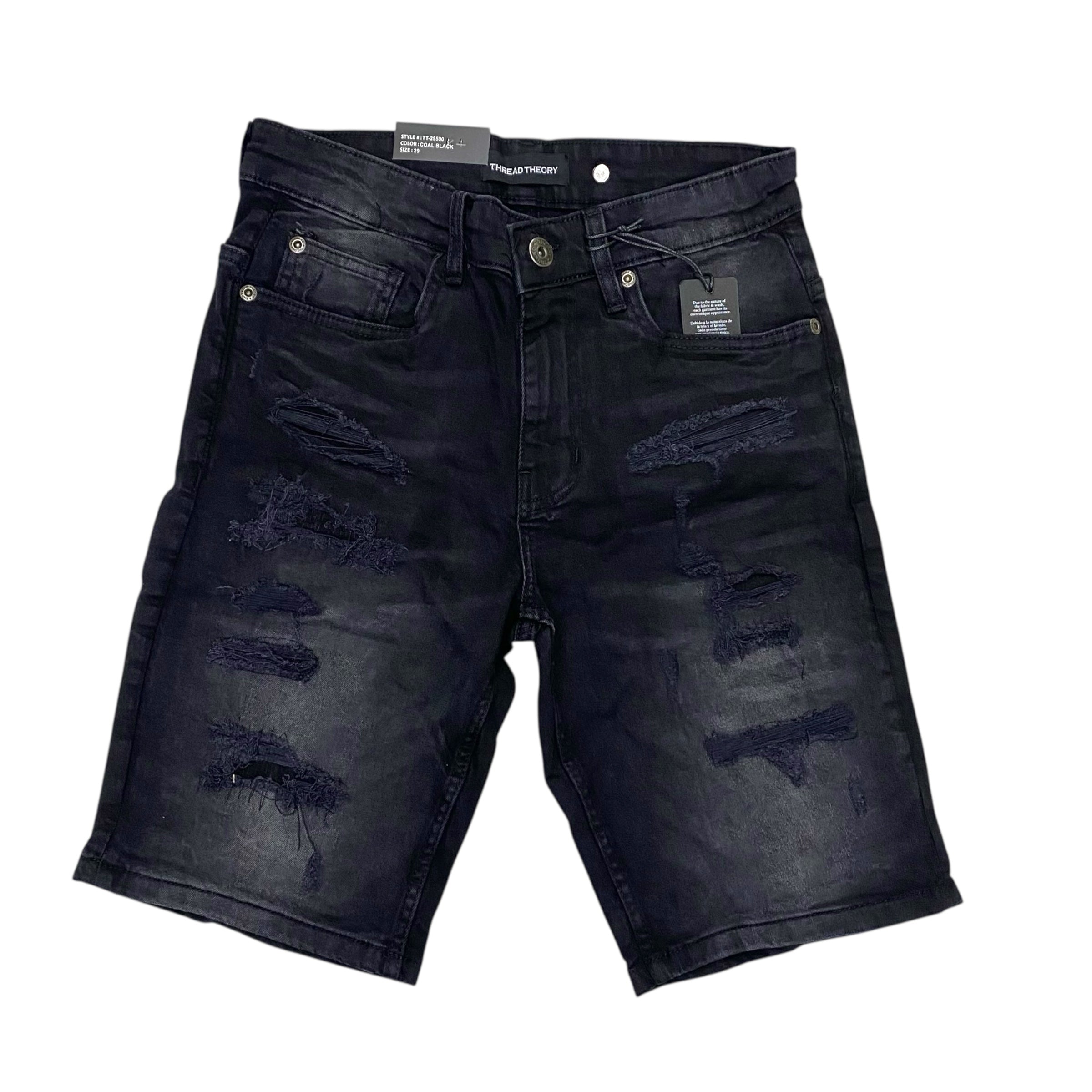 MS Distress Denim shorts Coal Black TT 25590