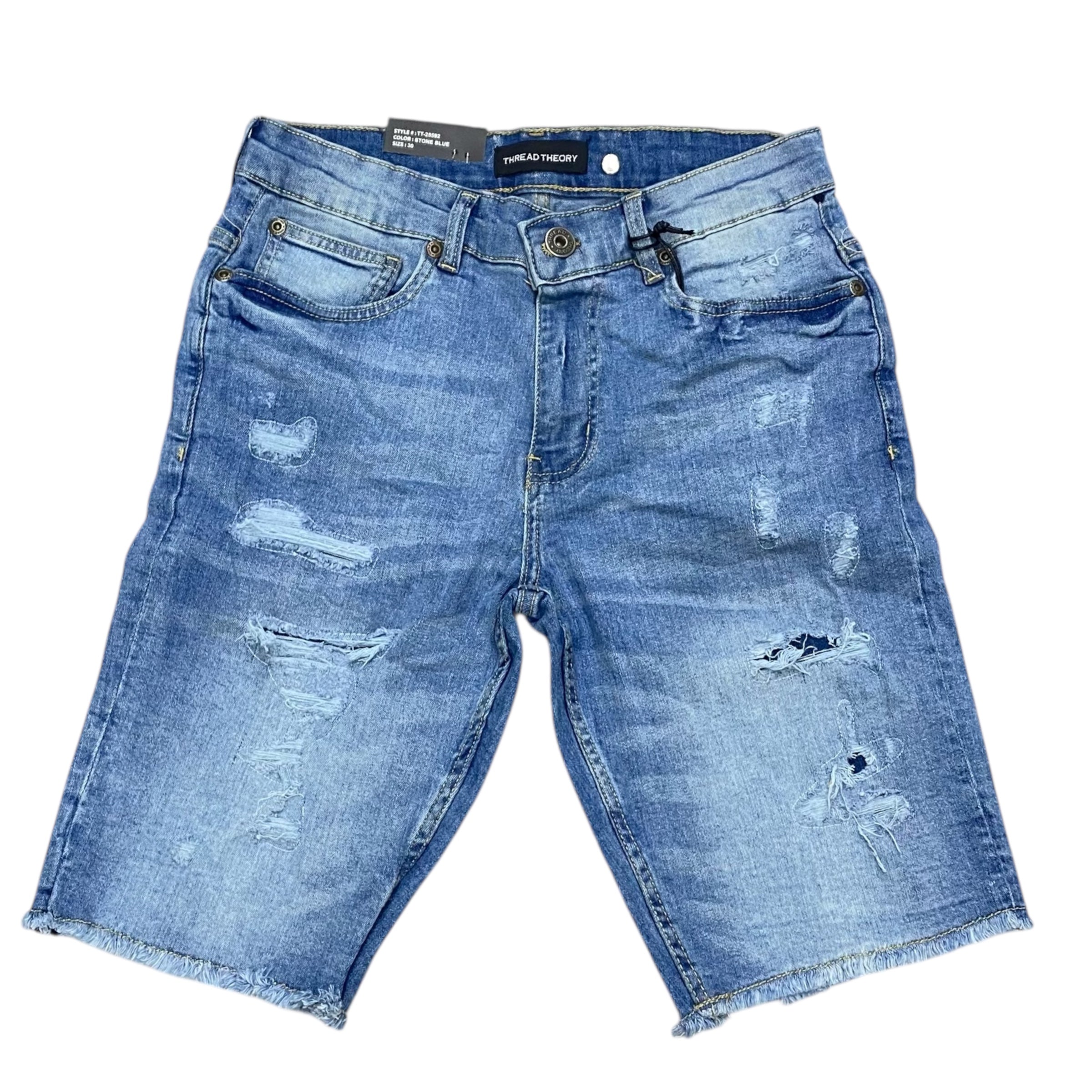 MS Distress Denim shorts Stone  Blue TT 25592