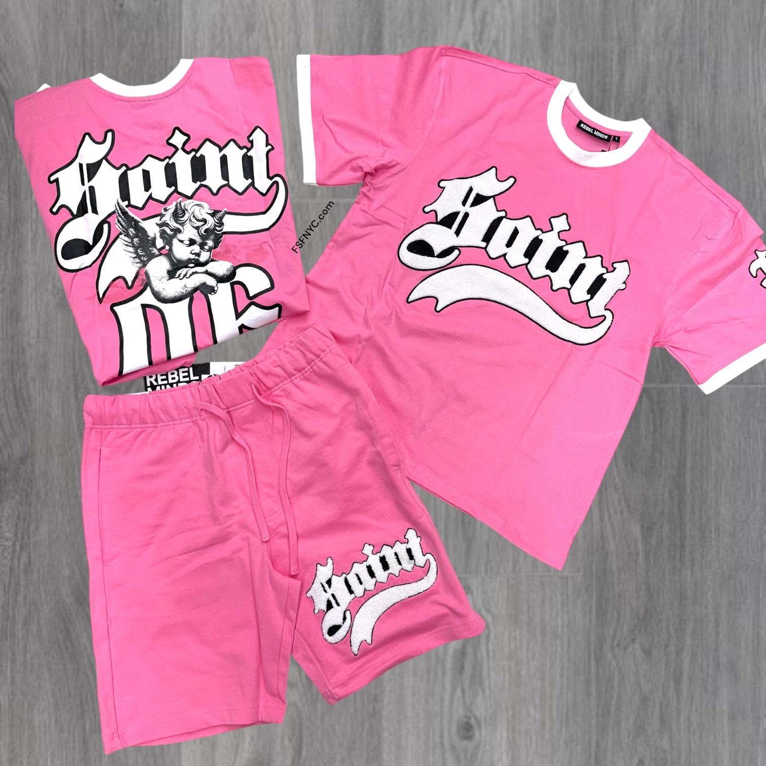 Rebel - Saint Chenille Short Set - Pink - 141 941