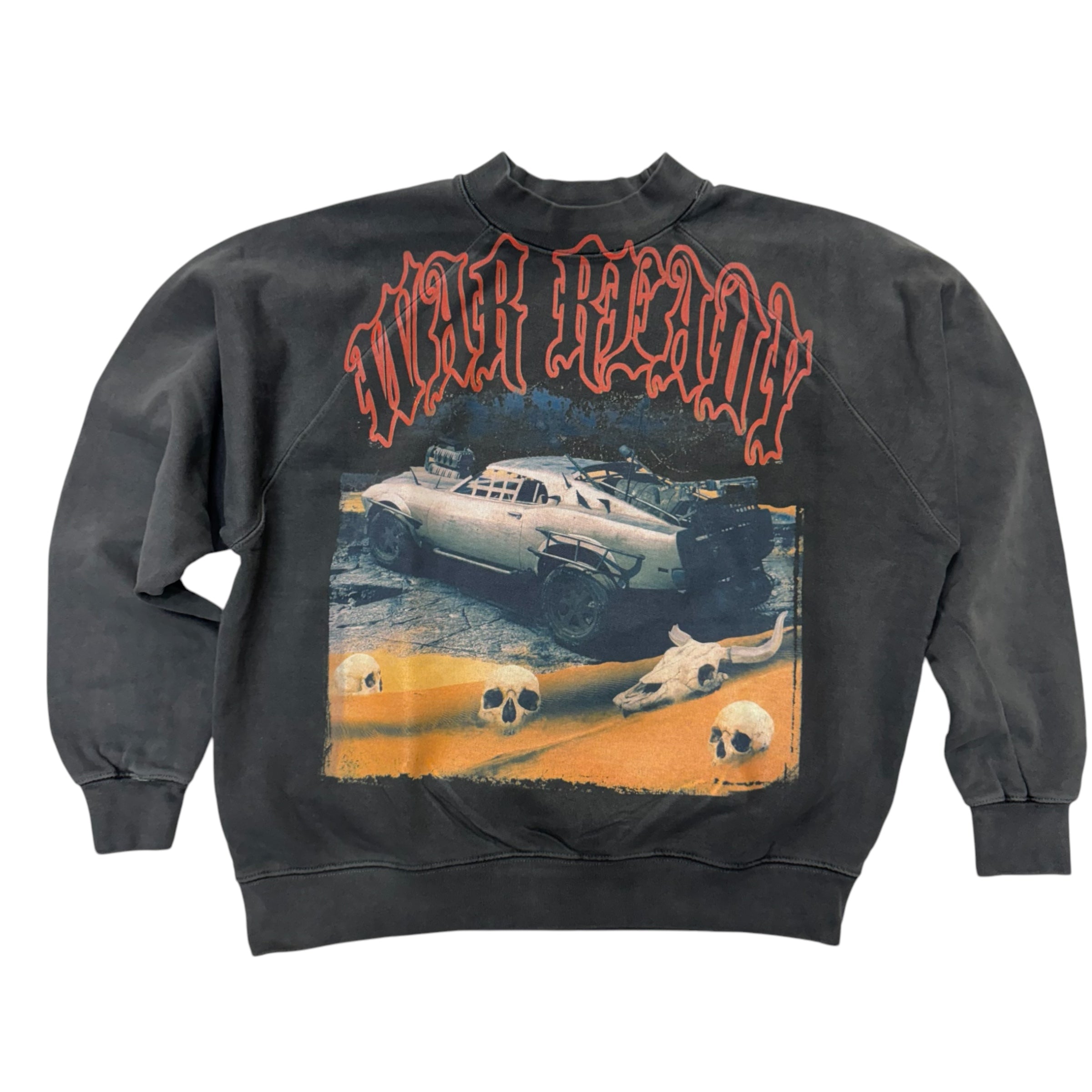 Aks War Readg Crop Crew Sweatshirt Charcoal Black