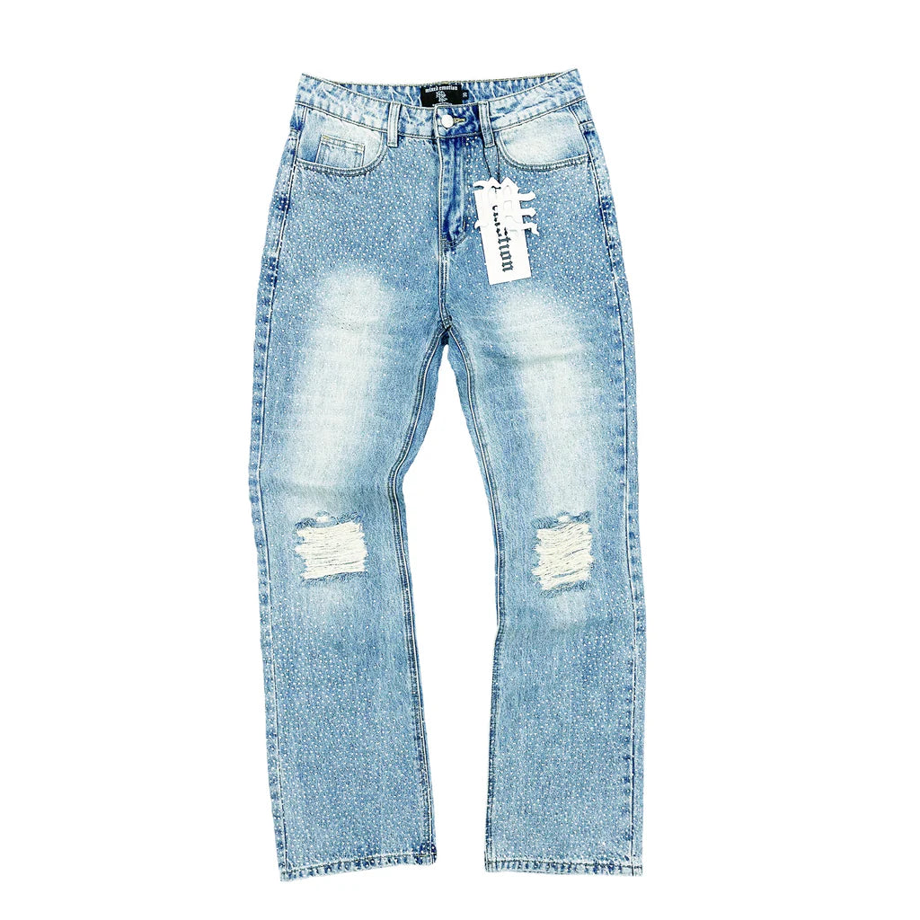 Mixed Emotions - “ME“  RHINESTONE DNM - BLUE WSH