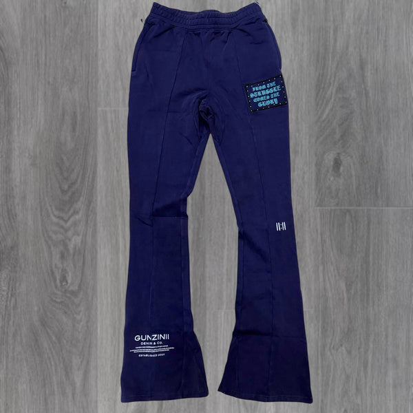 Gunzini - Stacked Sweat Pants - Navy - Gz683 Gz682