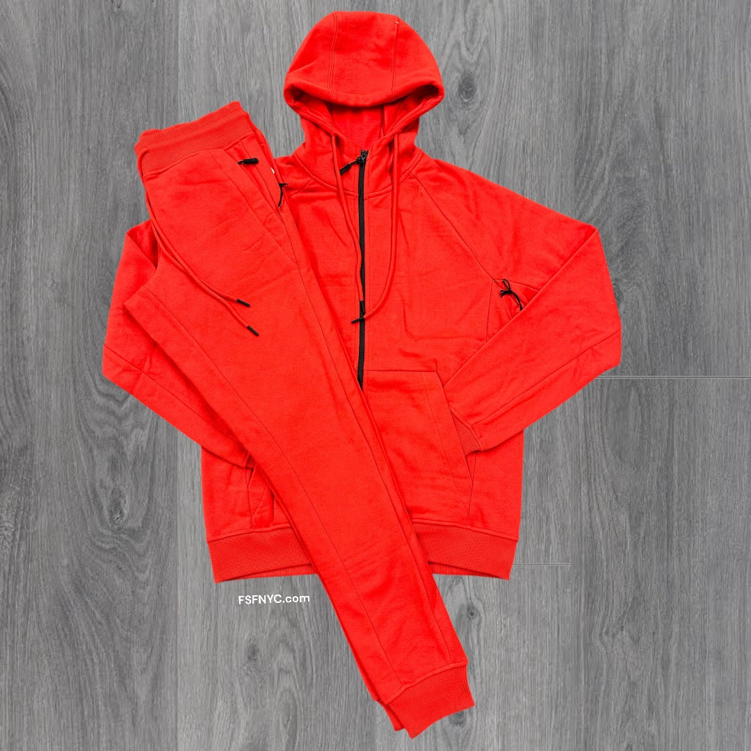 Narr Classic UpTown Zip Up Sweat Suit Red 1080