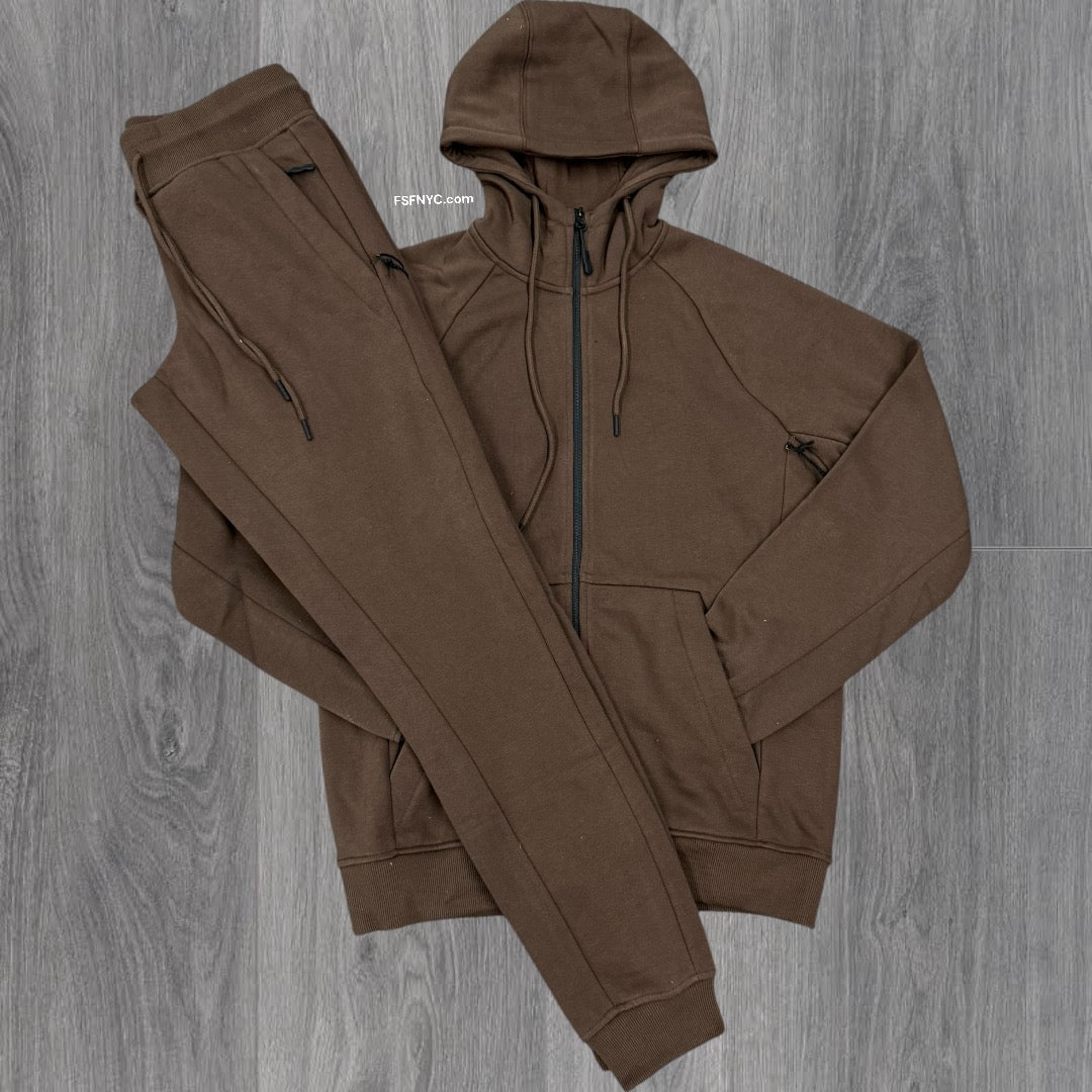 Narr Classic UpTown Zip Up Sweat Suit Brown 1080