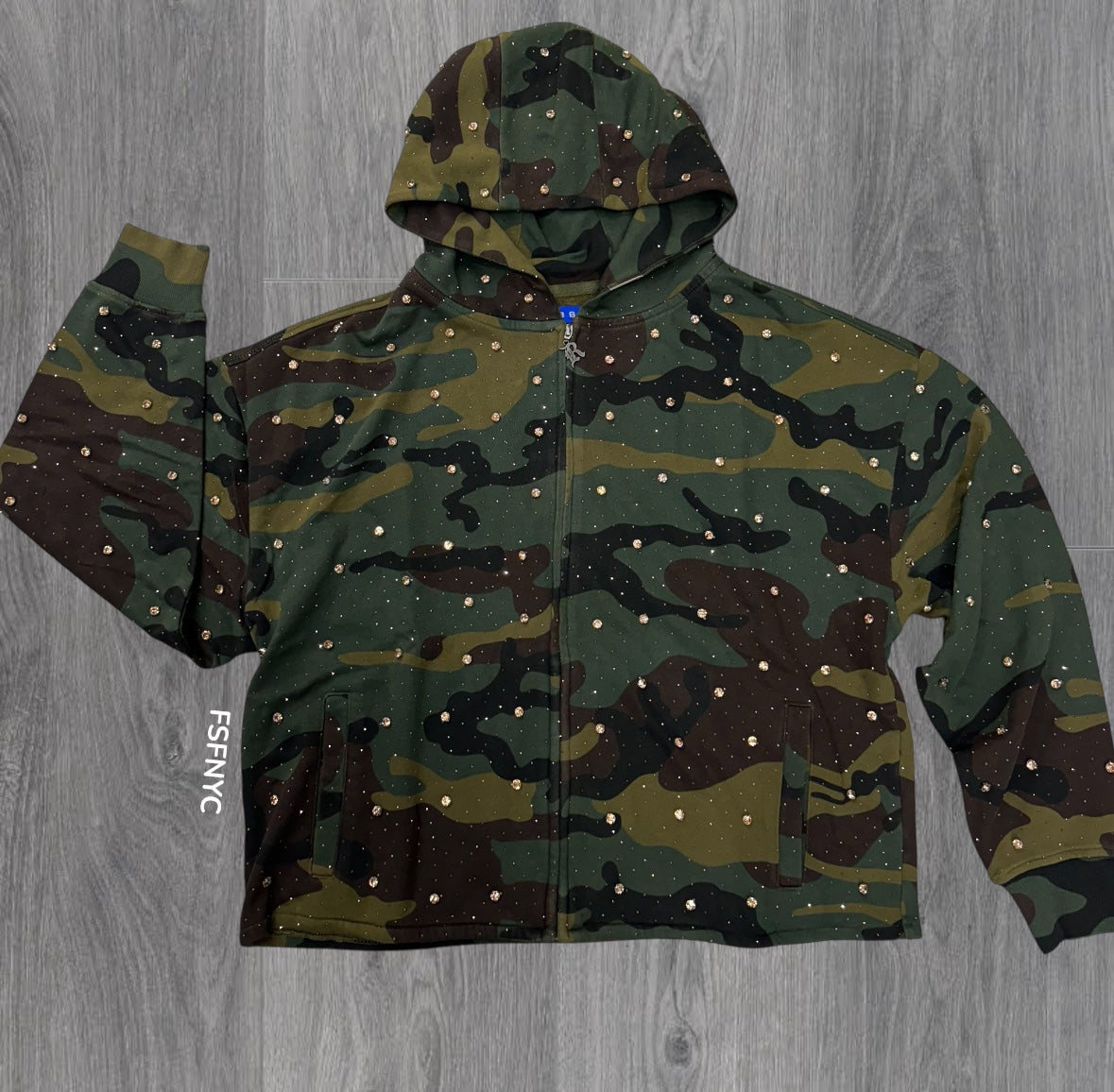 Crystal zip Hoodie - camo  - 356