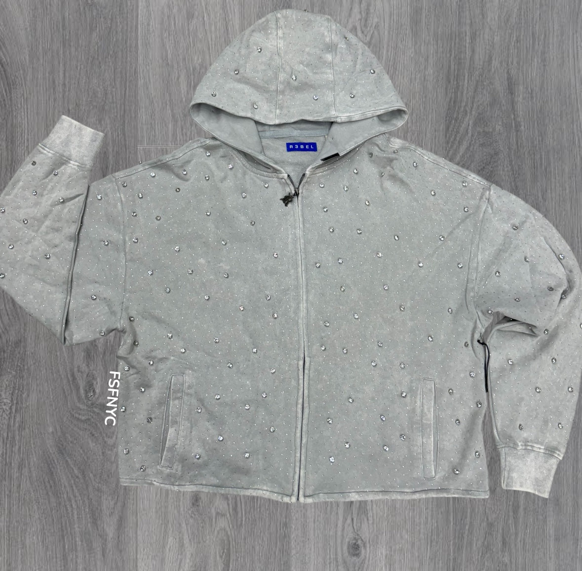 Crystal Zip Hoodie - Grey - 355