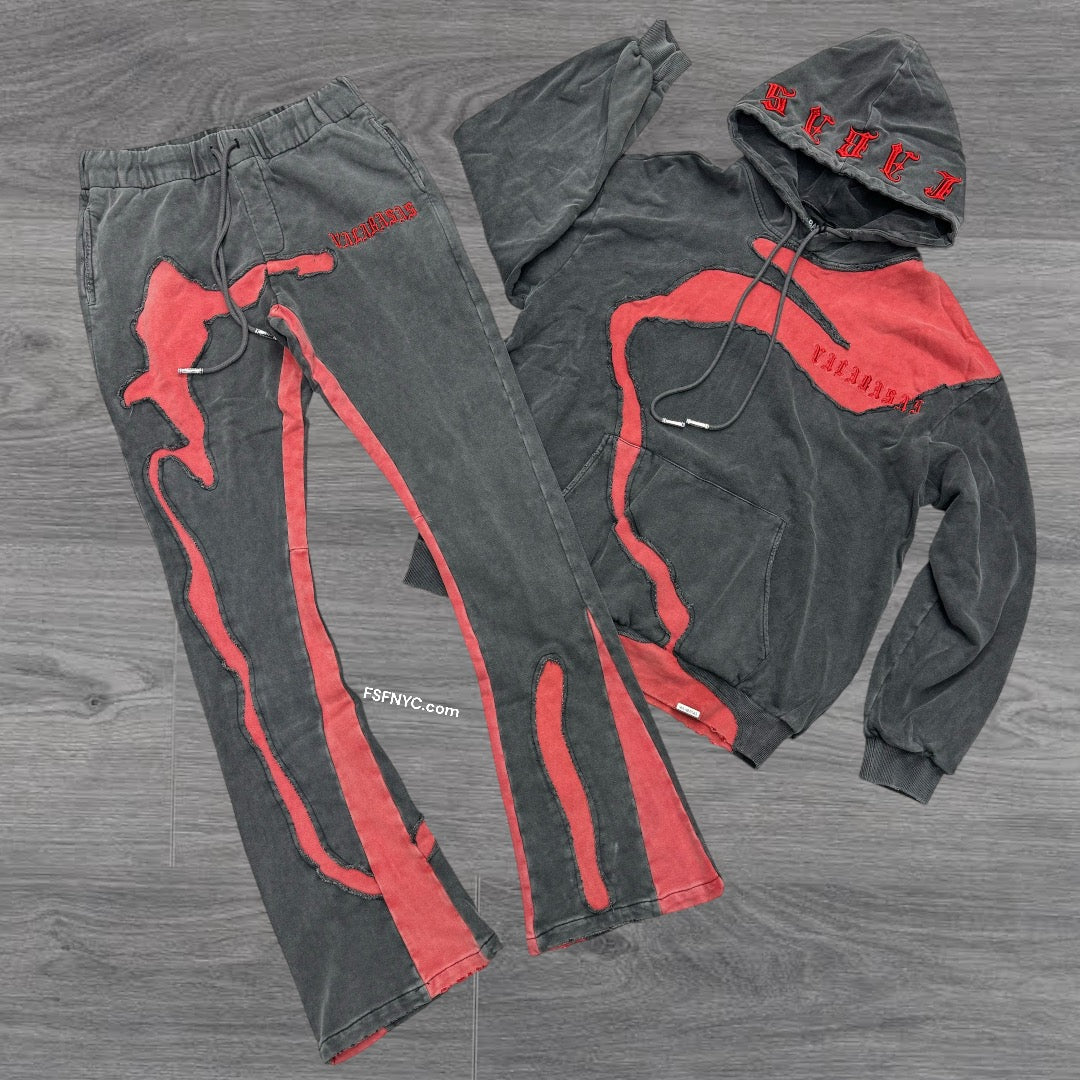 Vala serpentine  hoodie set grey red