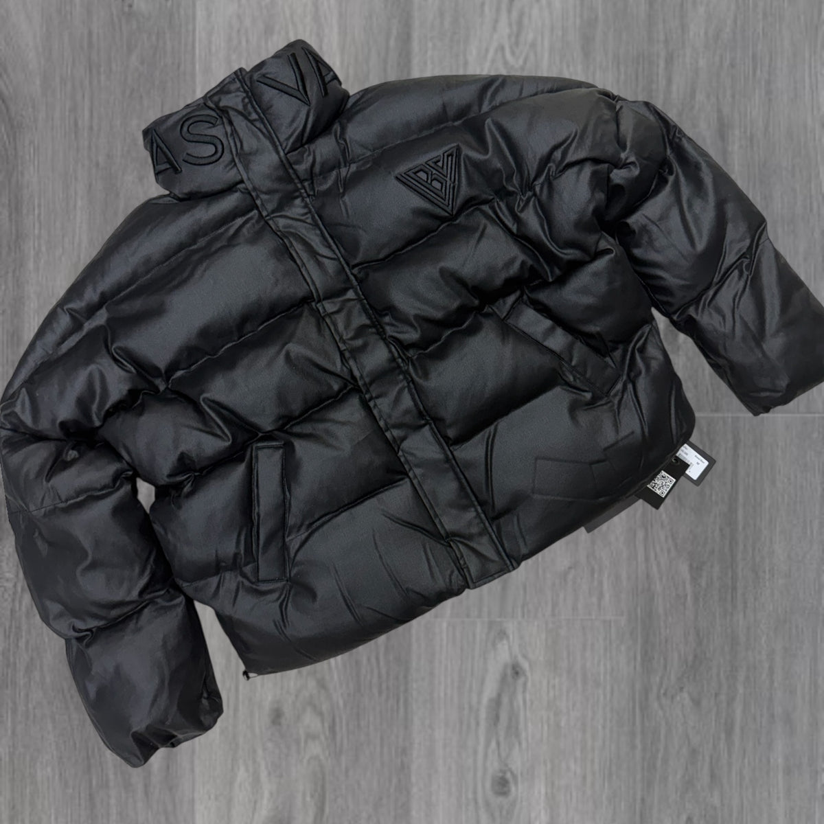 Valabasas - Oversized Bomber Puffer Waxed Jacket - Black - 1005