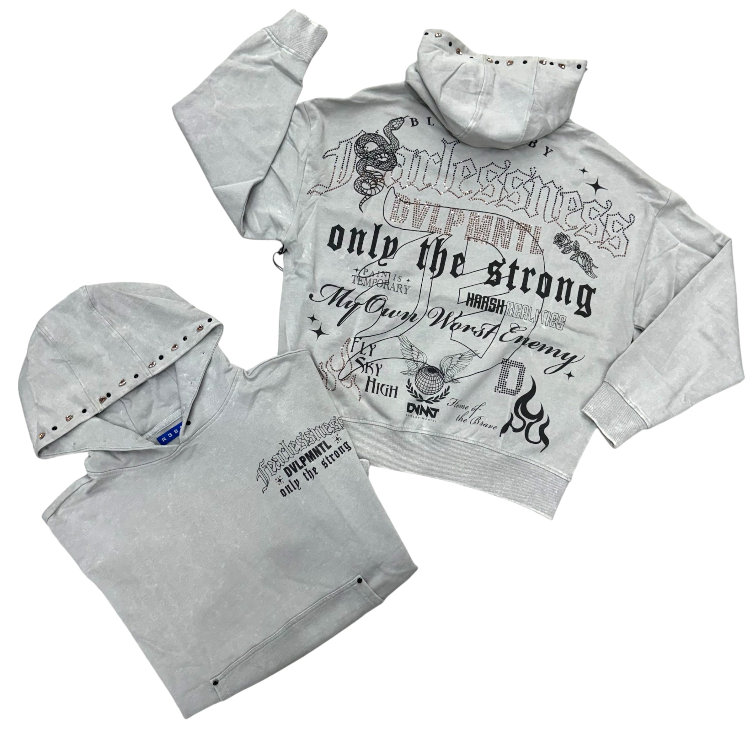 R3 - Mystical Rhinestone Hoodie - Grey - 333