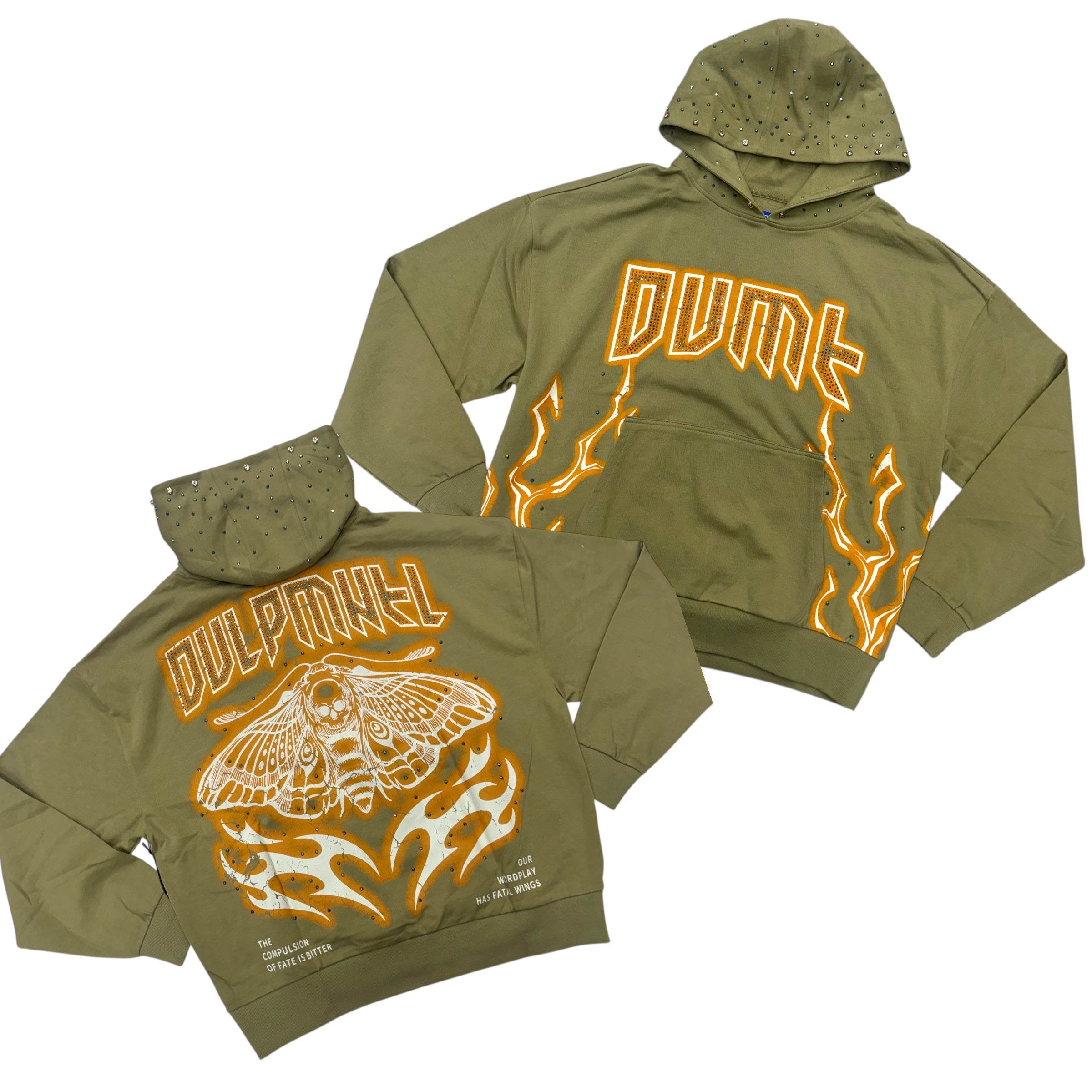 R3 - Mystical Rhinestone Hoodie - Olive - 332