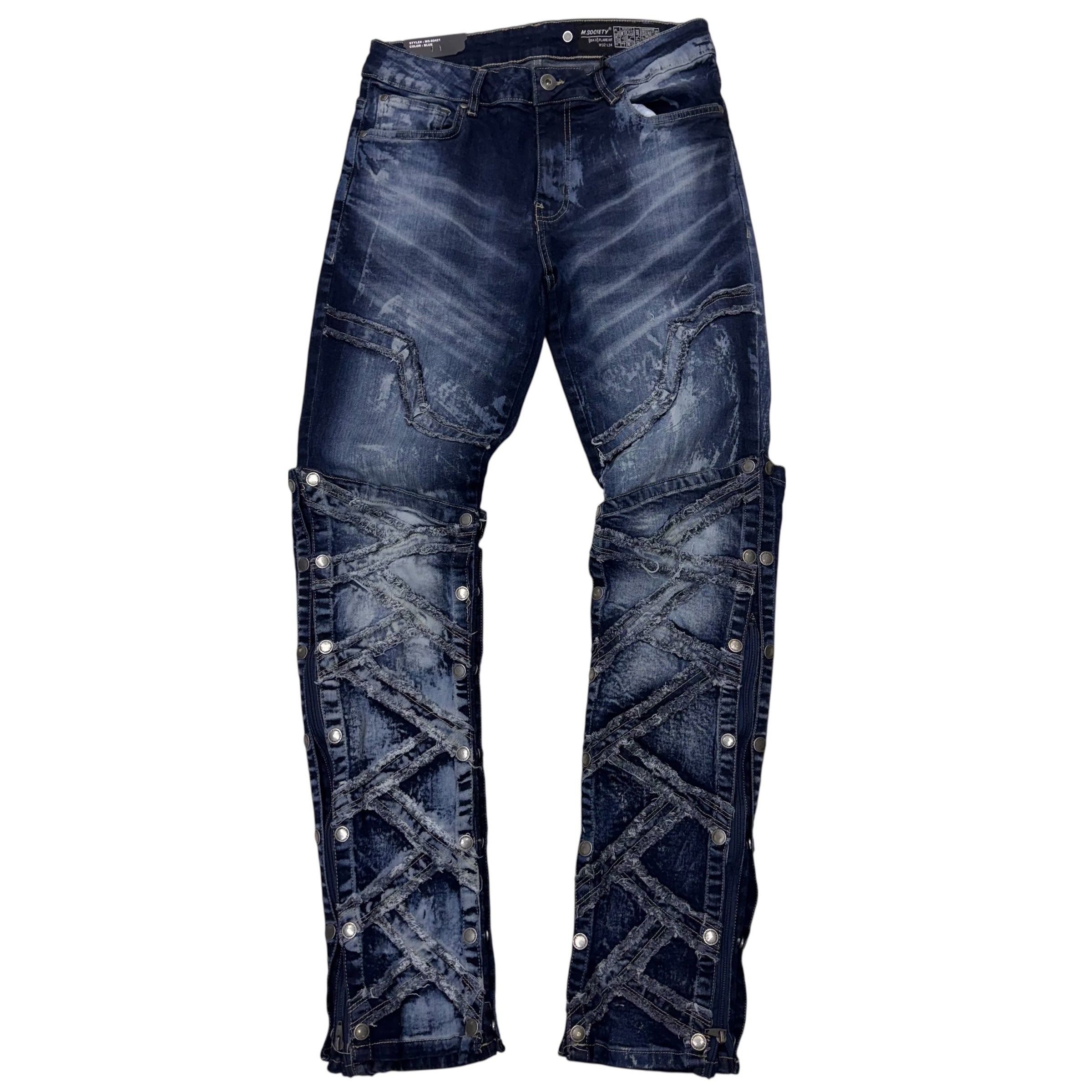 Mischief Skinny Zipper Flare Denim Blue 80421