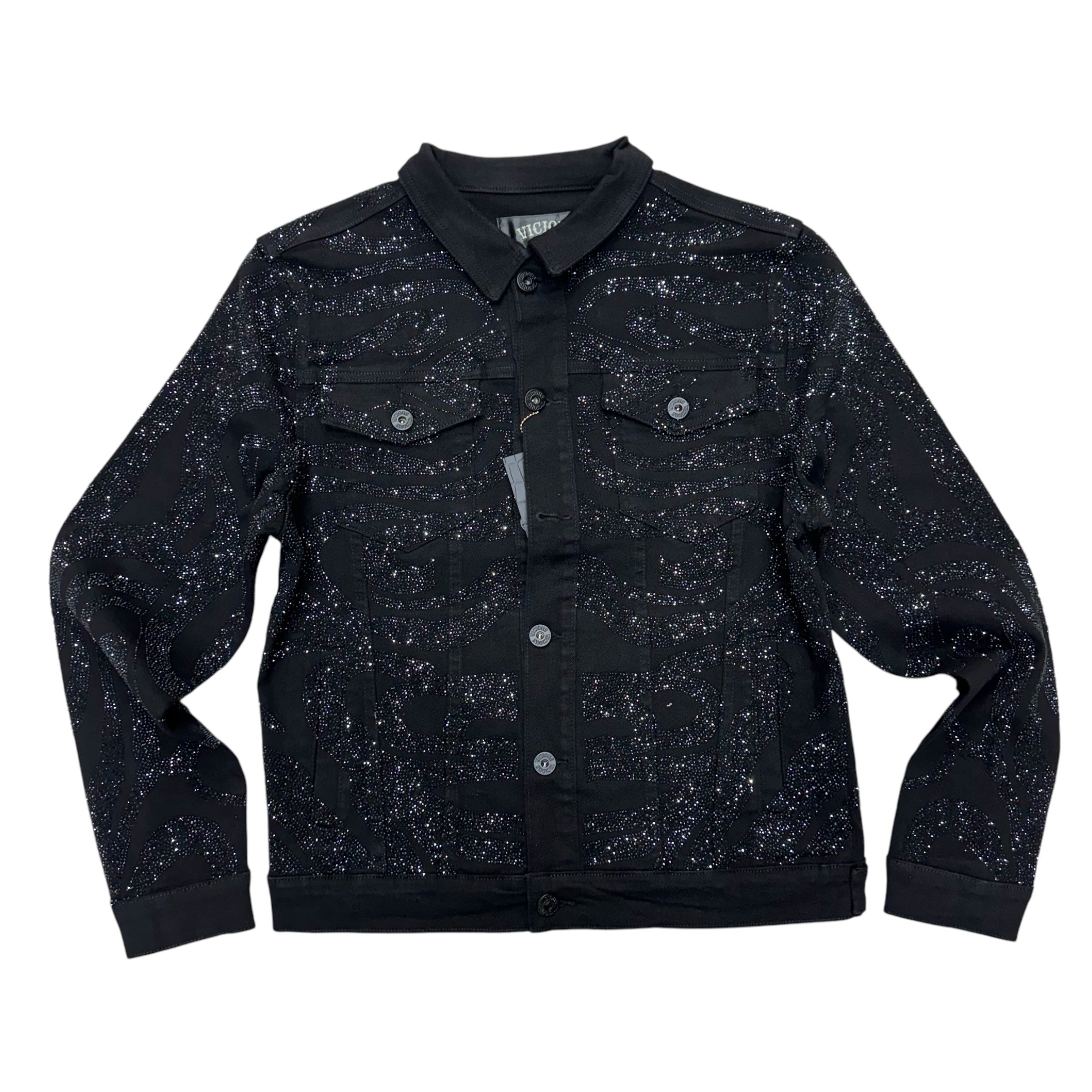 Vicious Rhinstone Denim Jacket Black VC804