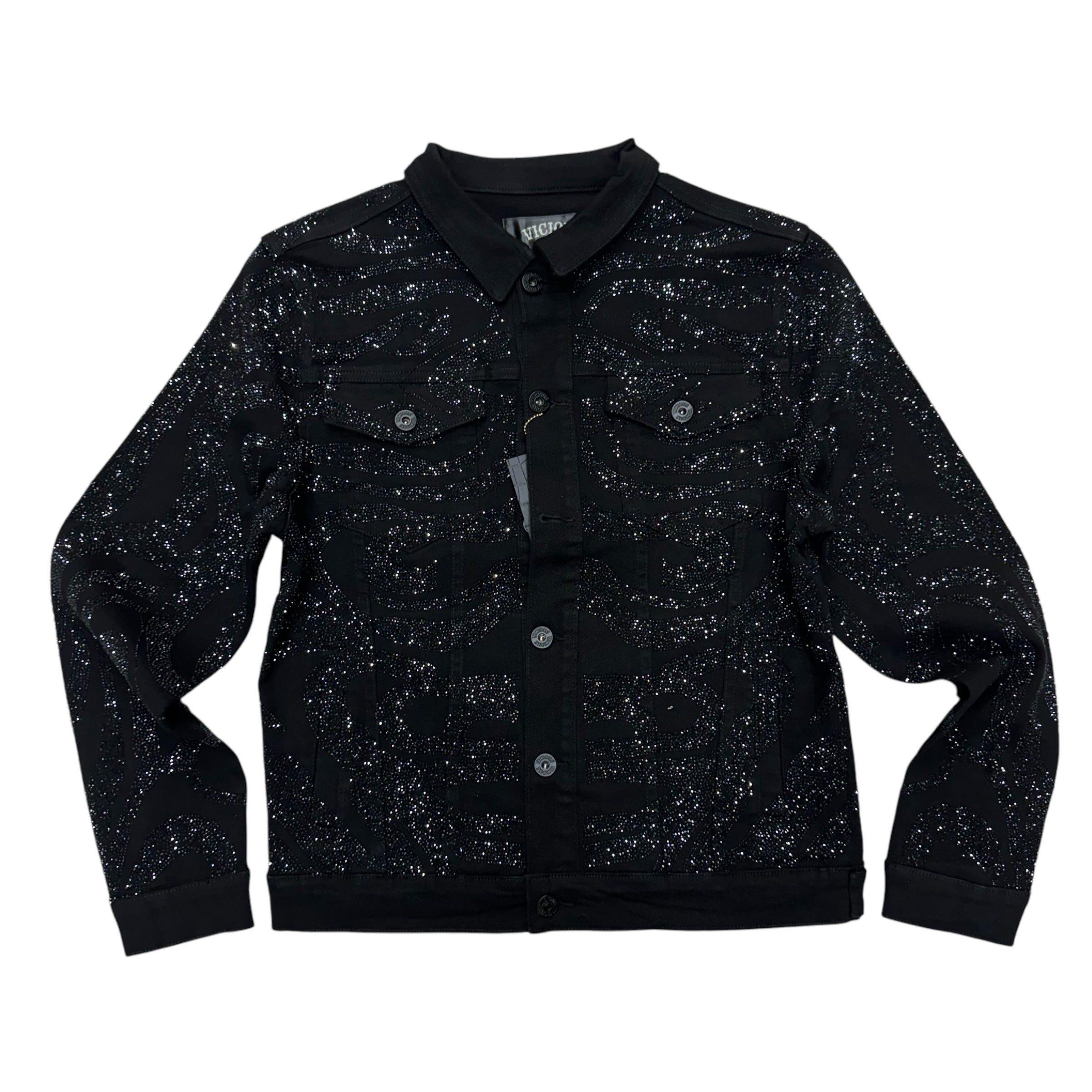 Vicious Rhinstone Denim Jacket Black VC804