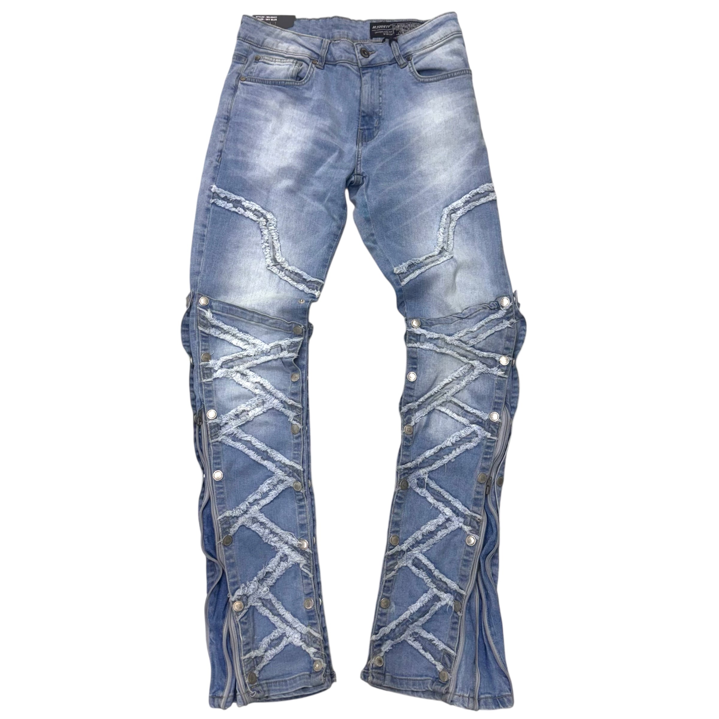 Mischief Skinny Zipper Flare Denim Sky Blue 80421