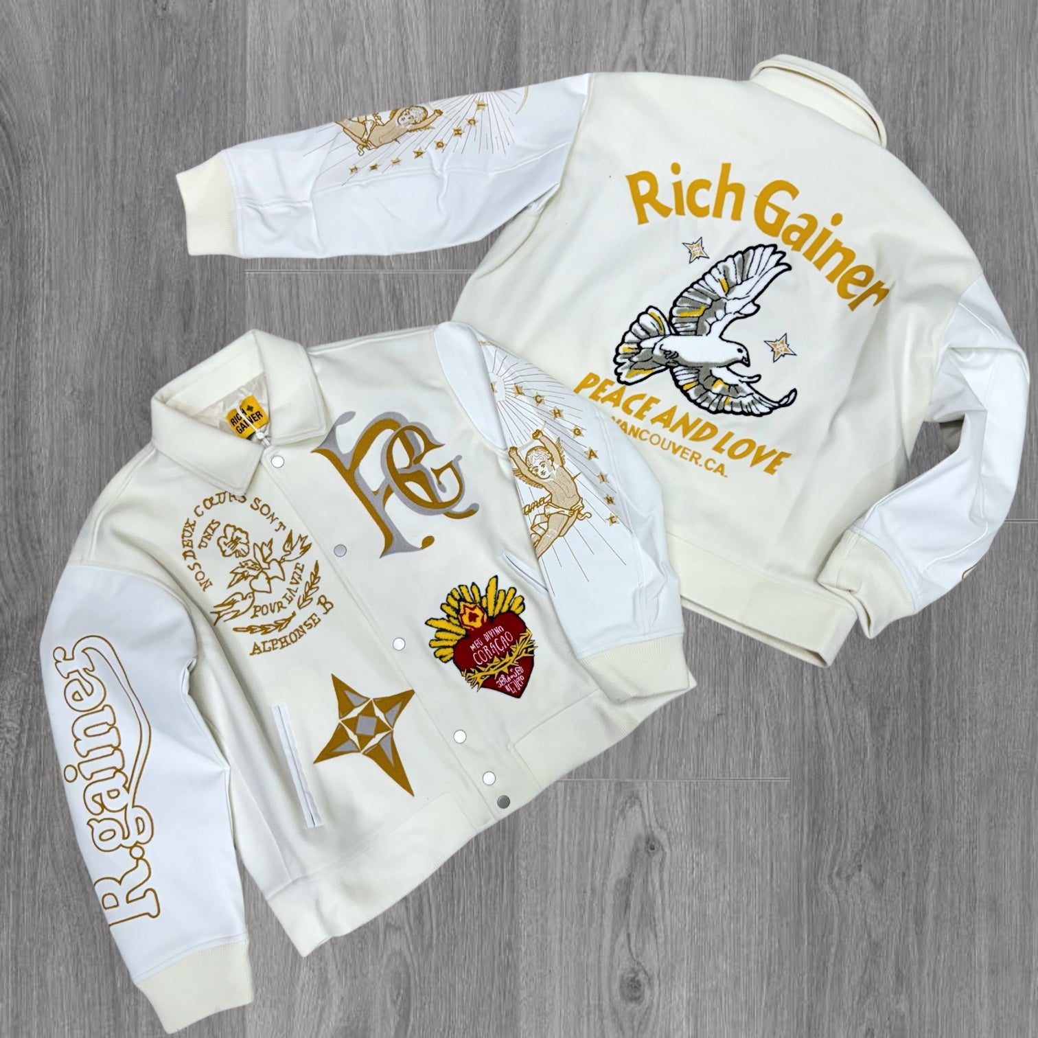 RhichGainer - Varsity Jacket - Cream - R25J328W