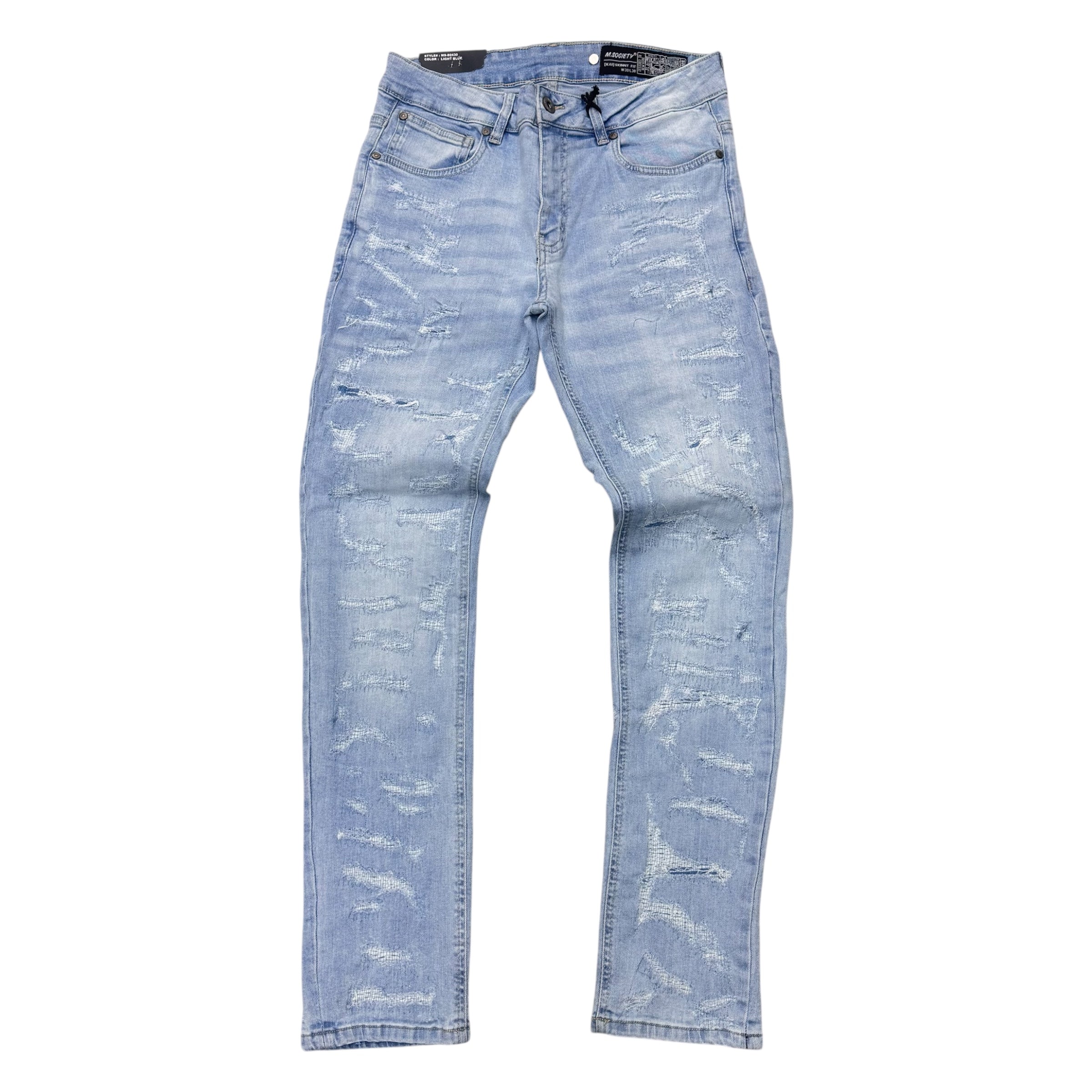 Mischief Skinny Rip and Repair Denim Light Blue 80430